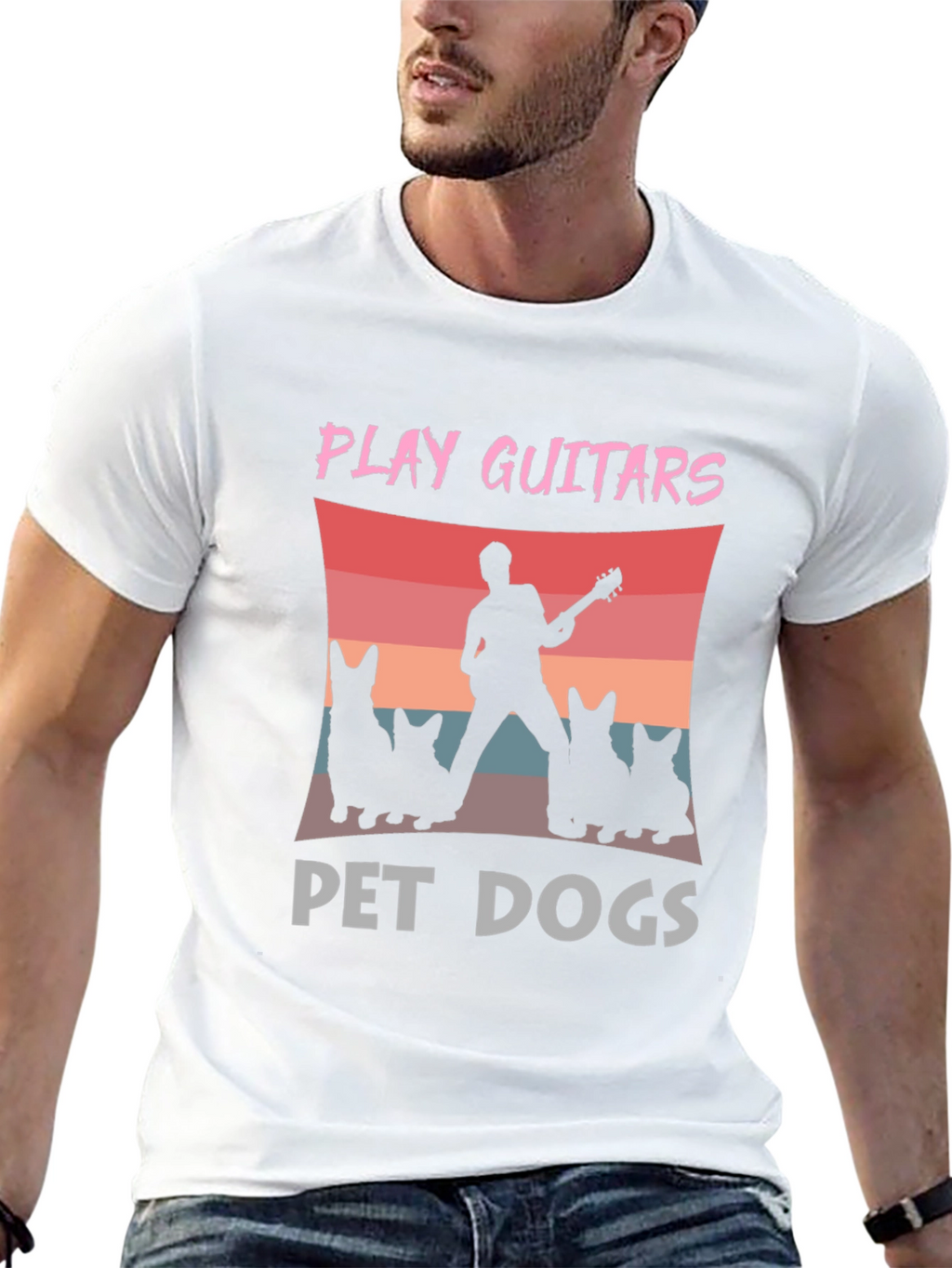 Play Guitars Pet Dogs Graphic T-Shirt