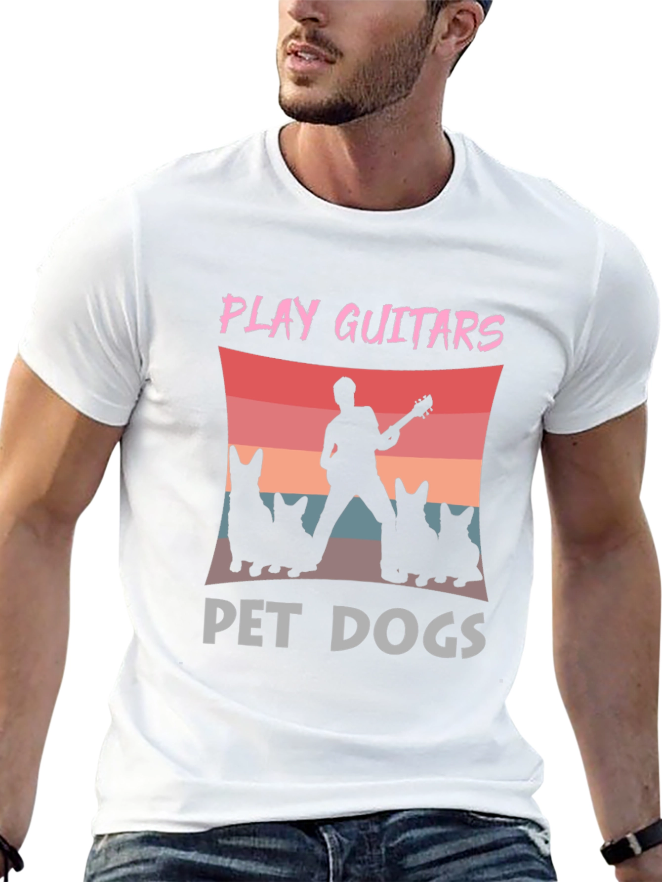 Play Guitars Pet Dogs Graphic T-Shirt