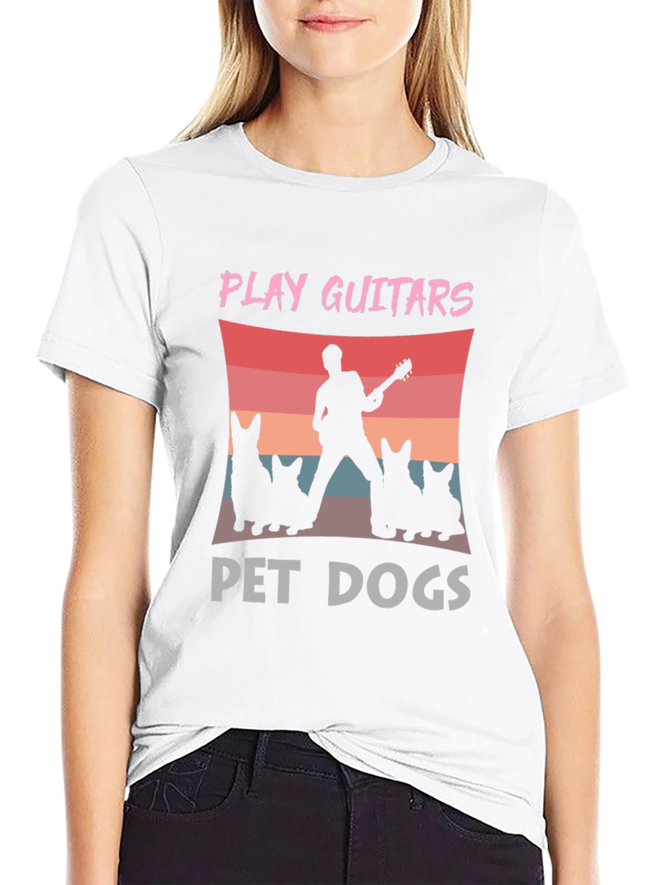 Play Guitars Pet Dogs Graphic T-Shirt