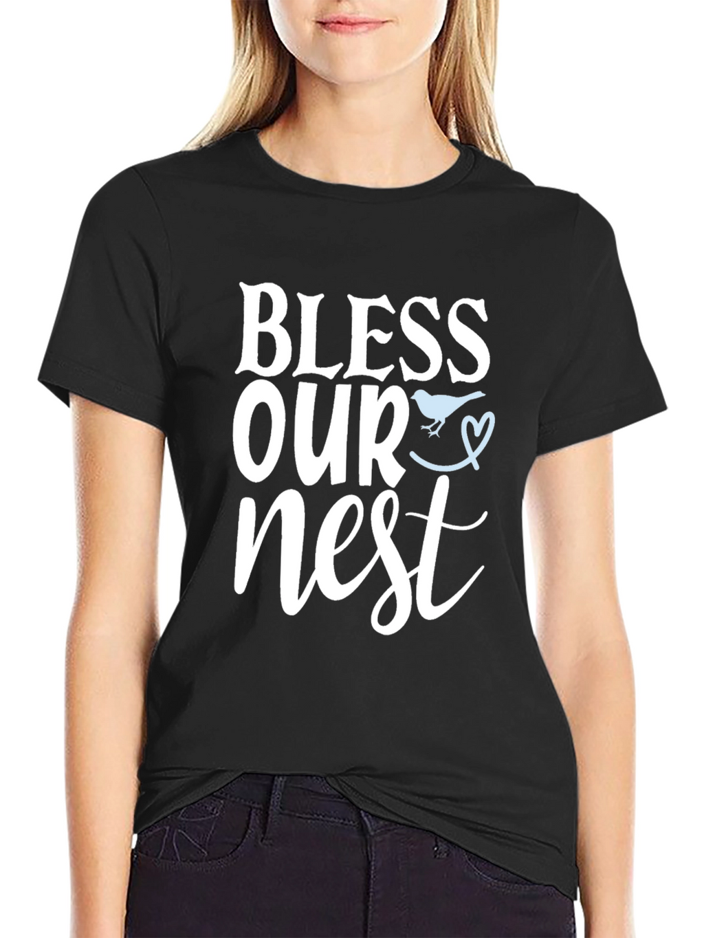 Bless Our Nest Graphic Tee - Black