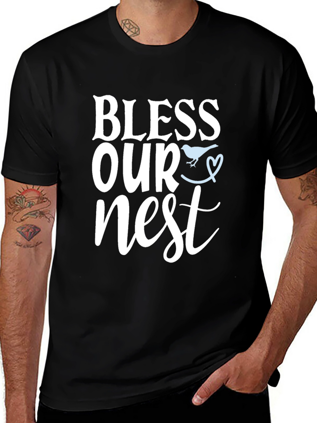 Bless Our Nest Graphic Tee - Black