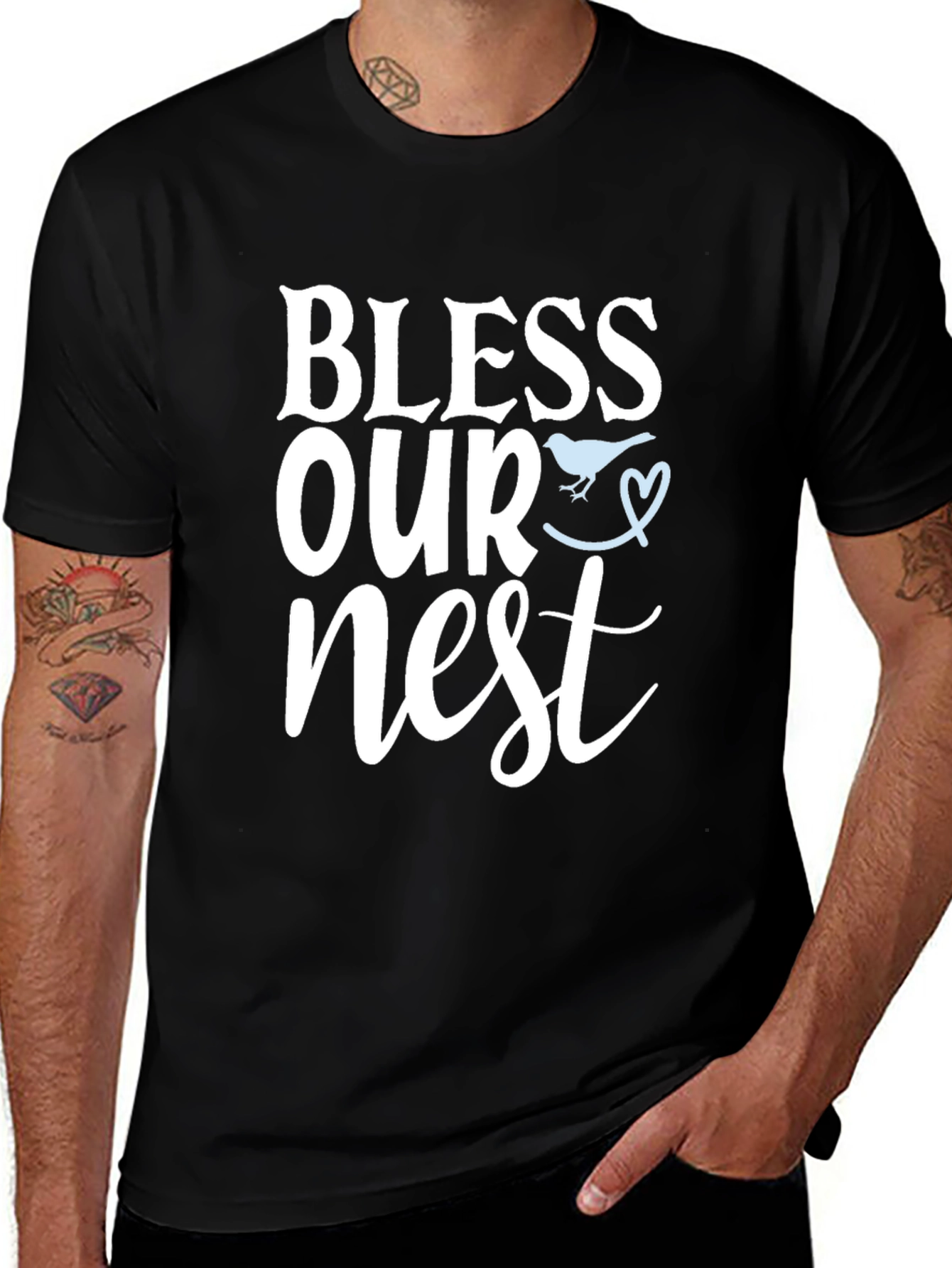 Bless Our Nest Graphic Tee - Black