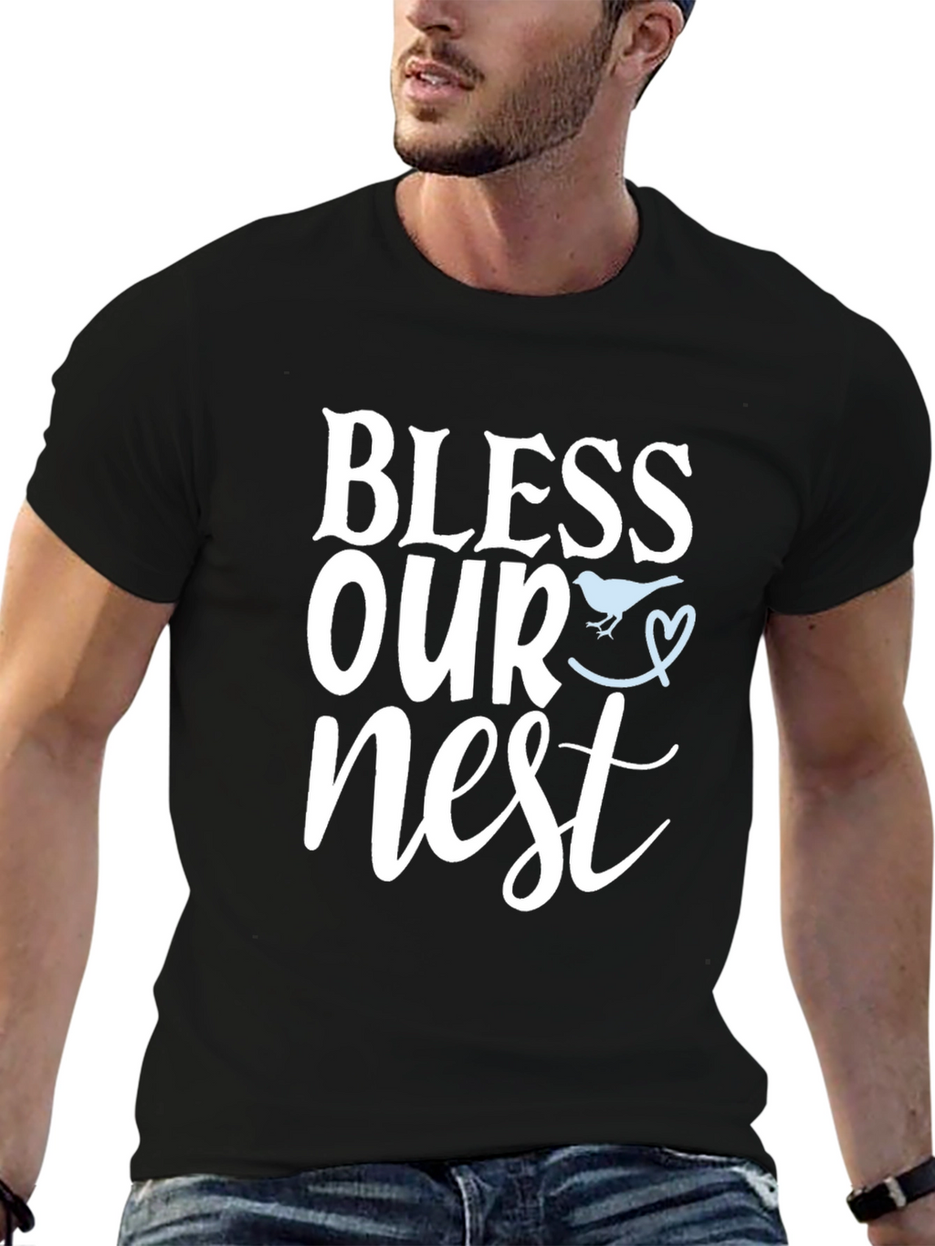 Bless Our Nest Graphic Tee - Black