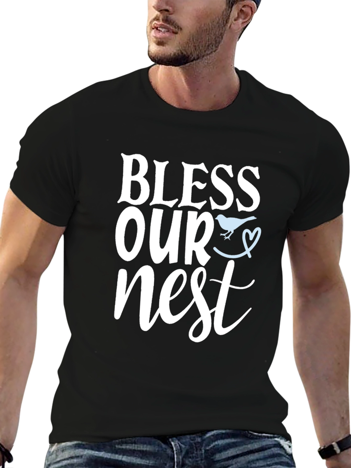 Bless Our Nest Graphic Tee - Black