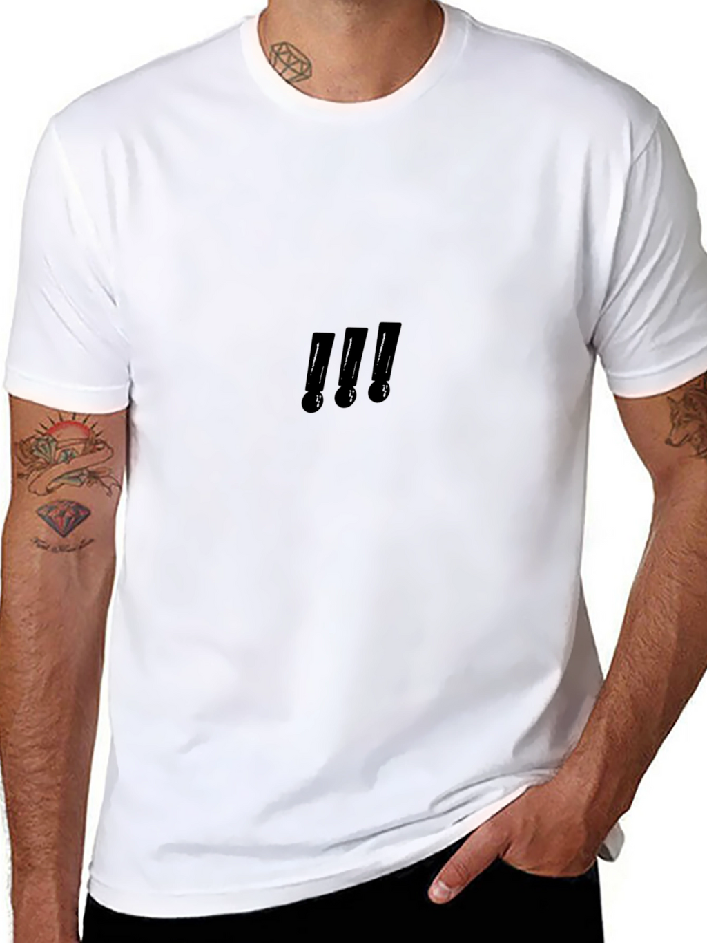 Sleek Black T-Shirt with Subtle Exclamation Mark Design