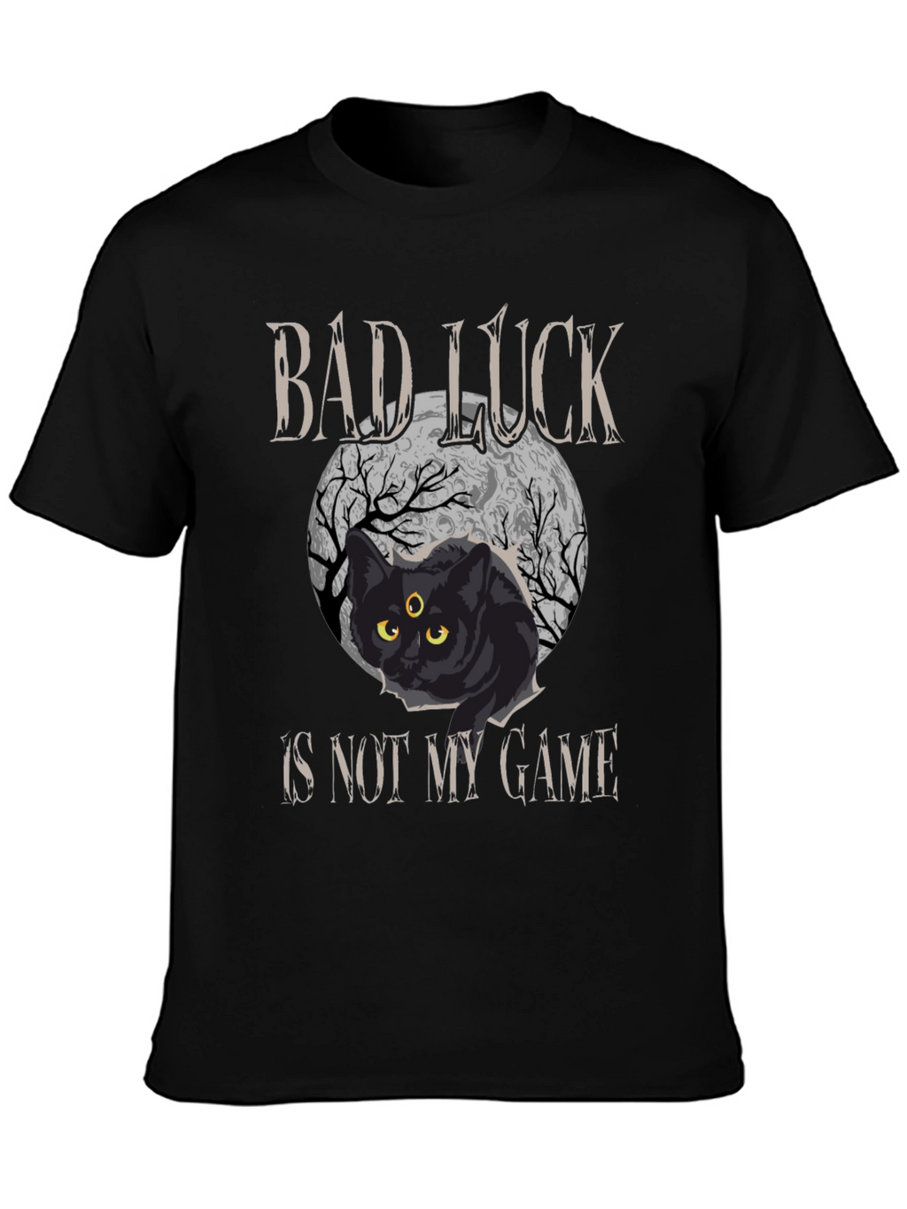 Bad Luck Cat Graphic Tee - Spooky Style