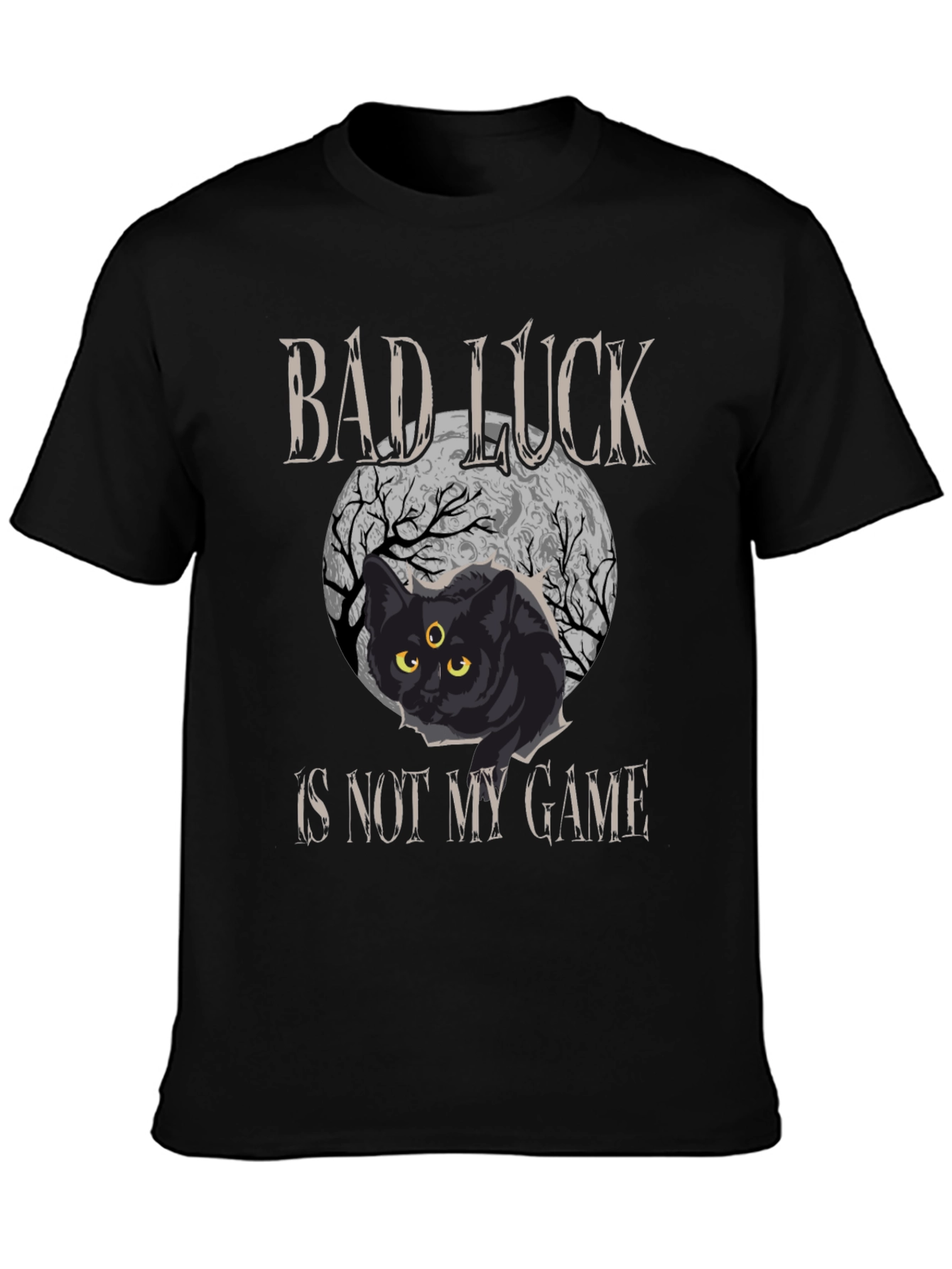 Bad Luck Cat Graphic Tee - Spooky Style