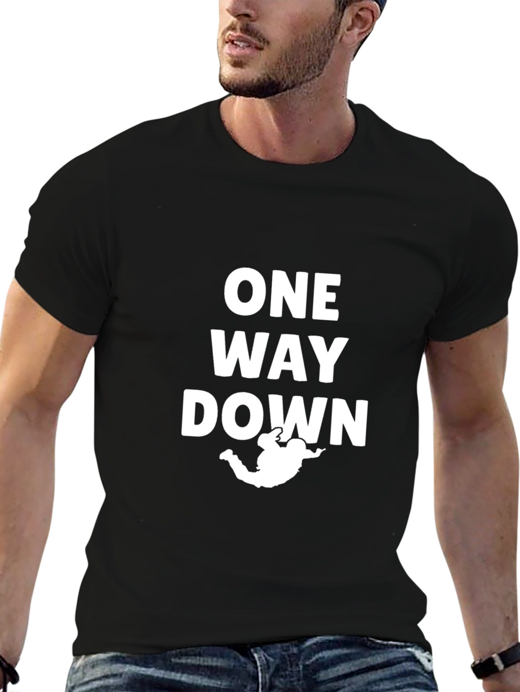 One Way Down Skydiver Graphic T-Shirt