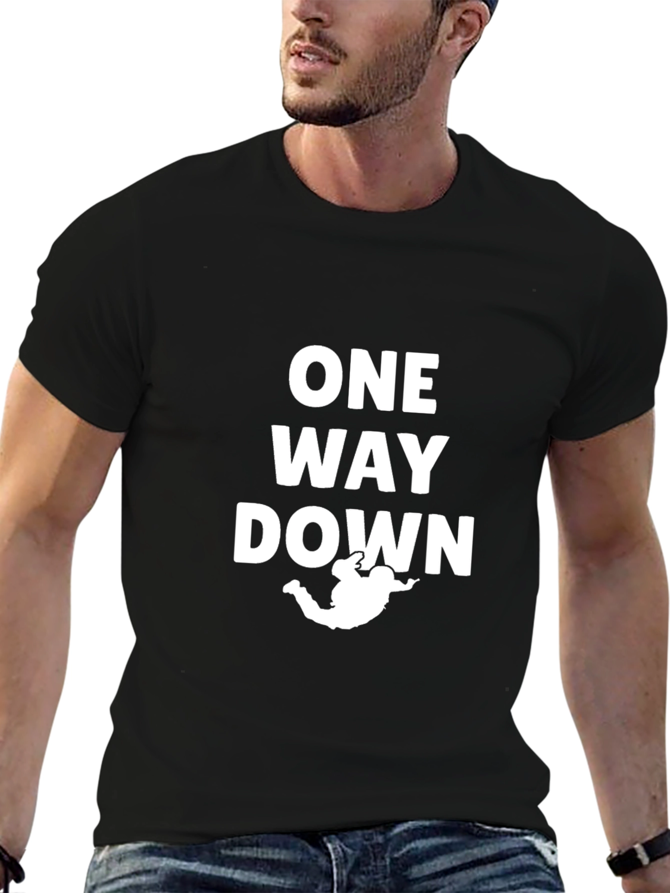 One Way Down Skydiver Graphic T-Shirt