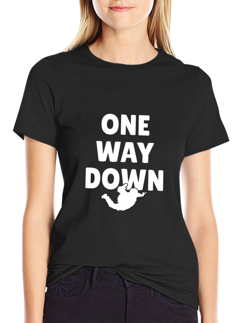 One Way Down Skydiver Graphic T-Shirt