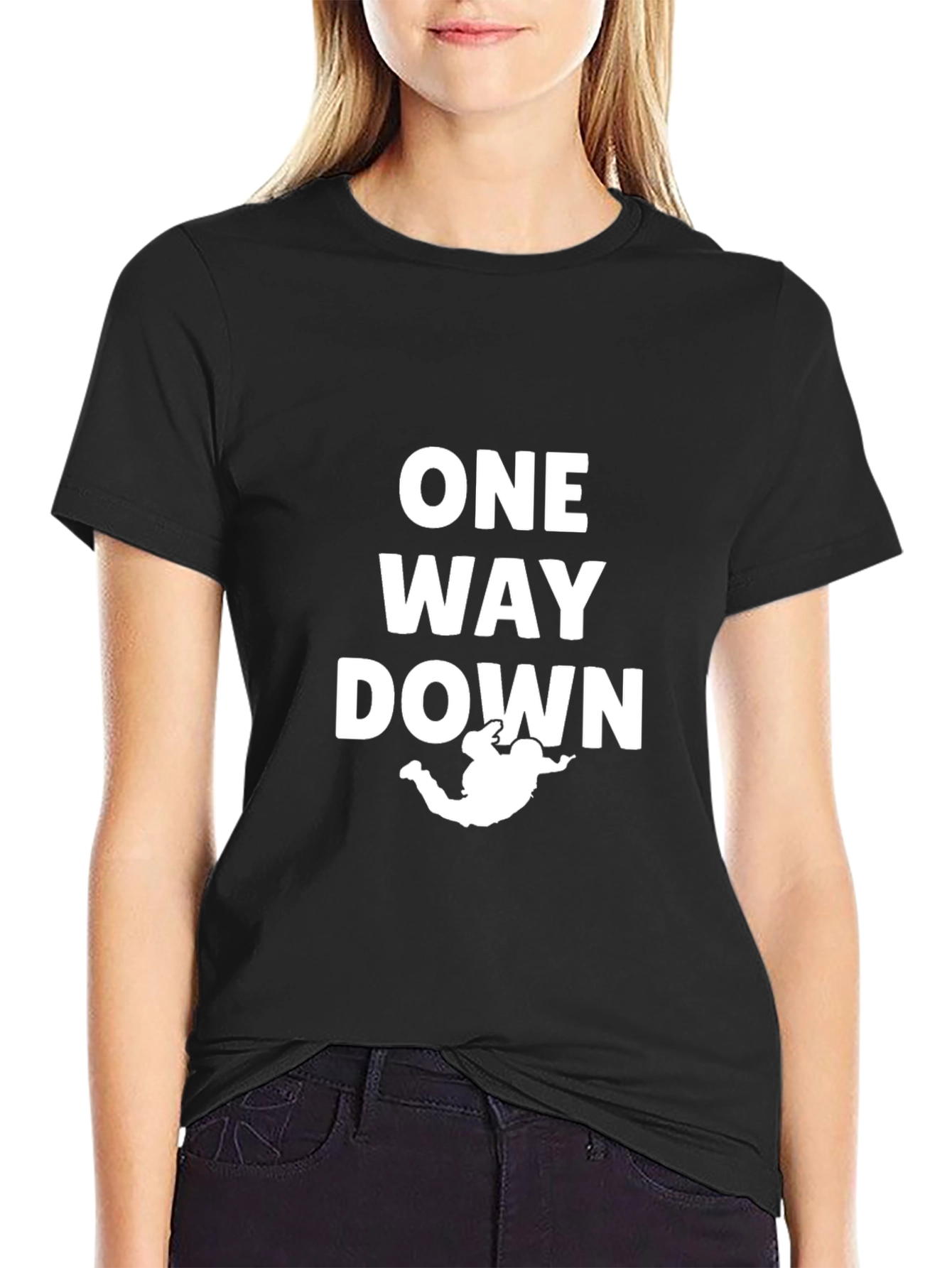 One Way Down Skydiver Graphic T-Shirt
