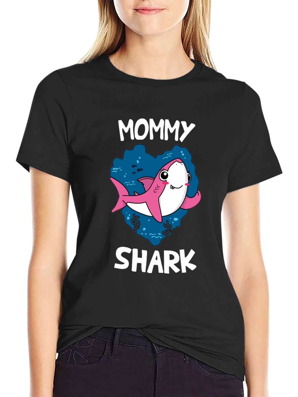 Mommy Shark Black Graphic T-Shirt