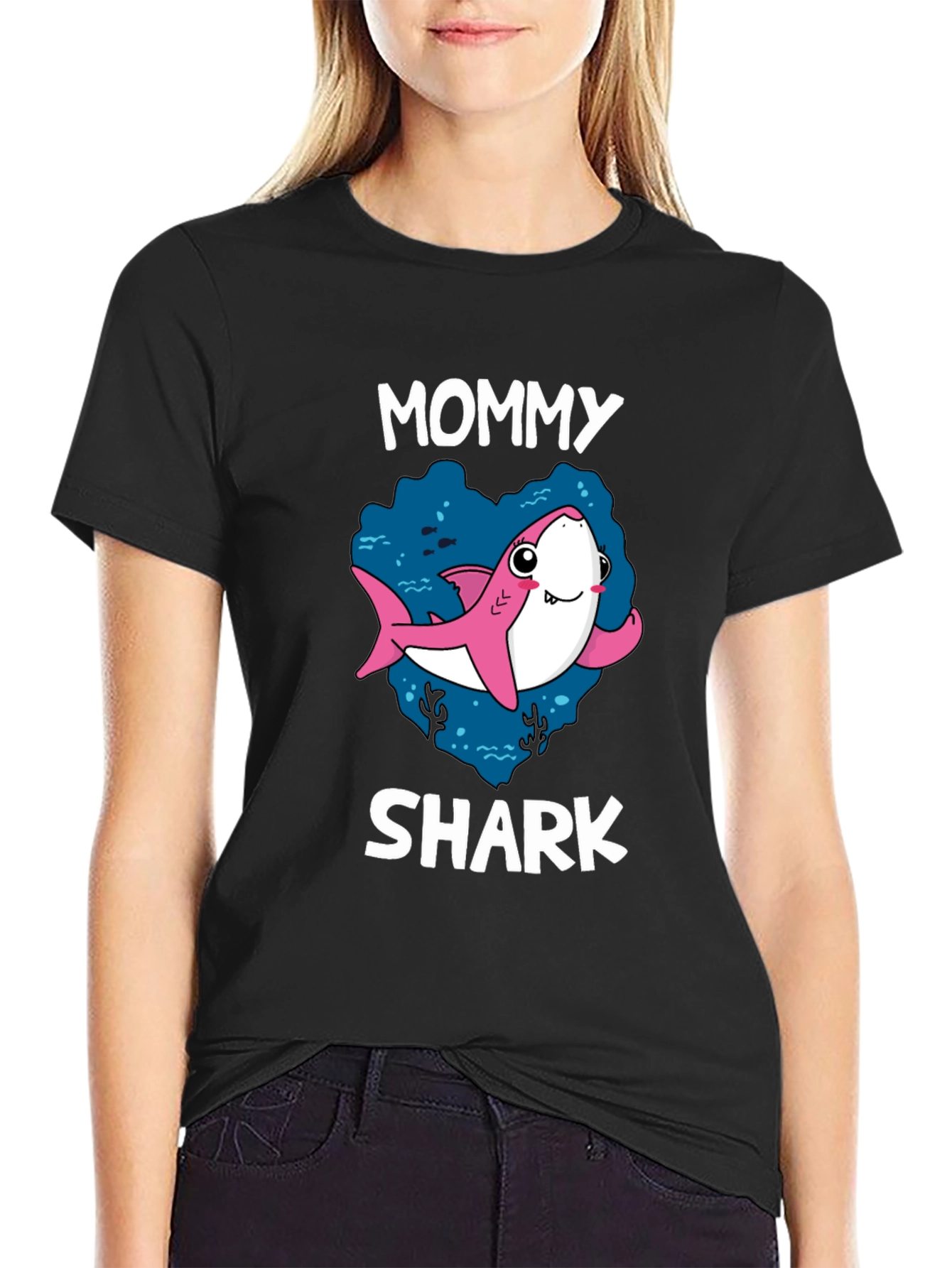 Mommy Shark Black Graphic T-Shirt