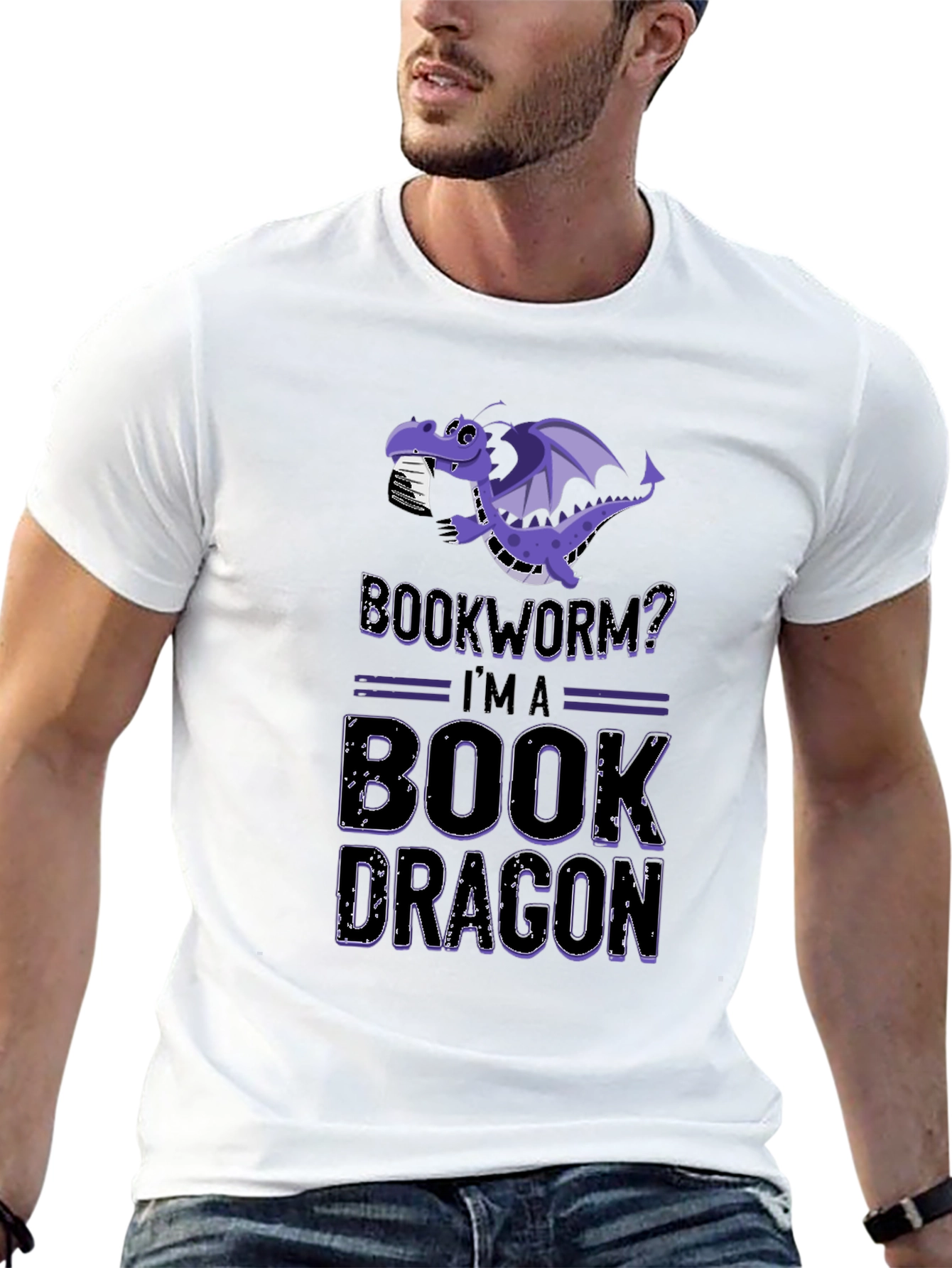 Book Dragon T-Shirt: Purple Fantasy Reader Tee