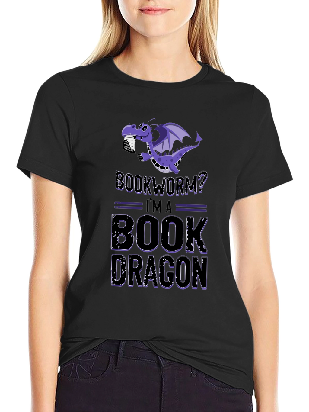 Book Dragon T-Shirt: Purple Fantasy Reader Tee