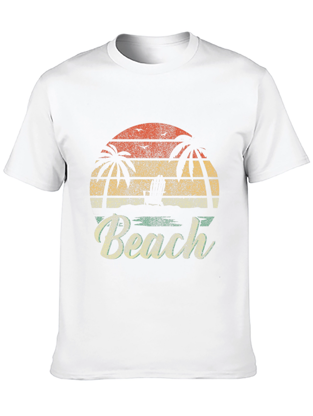 Retro Beach T-Shirt - Palm Tree Sunset Design
