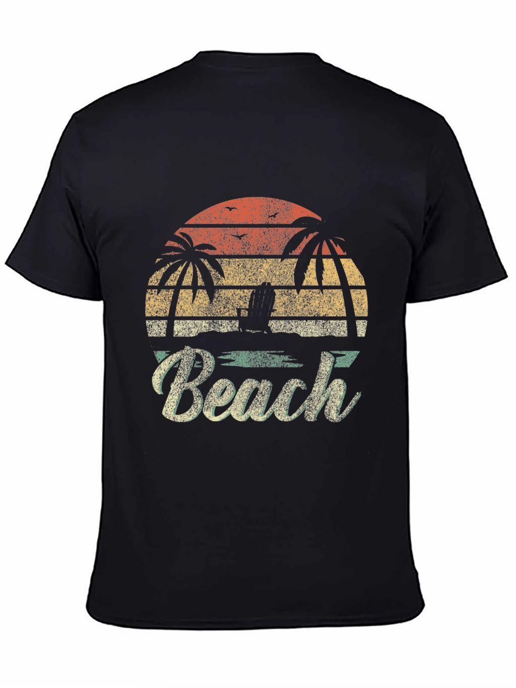 Retro Beach T-Shirt - Palm Tree Sunset Design