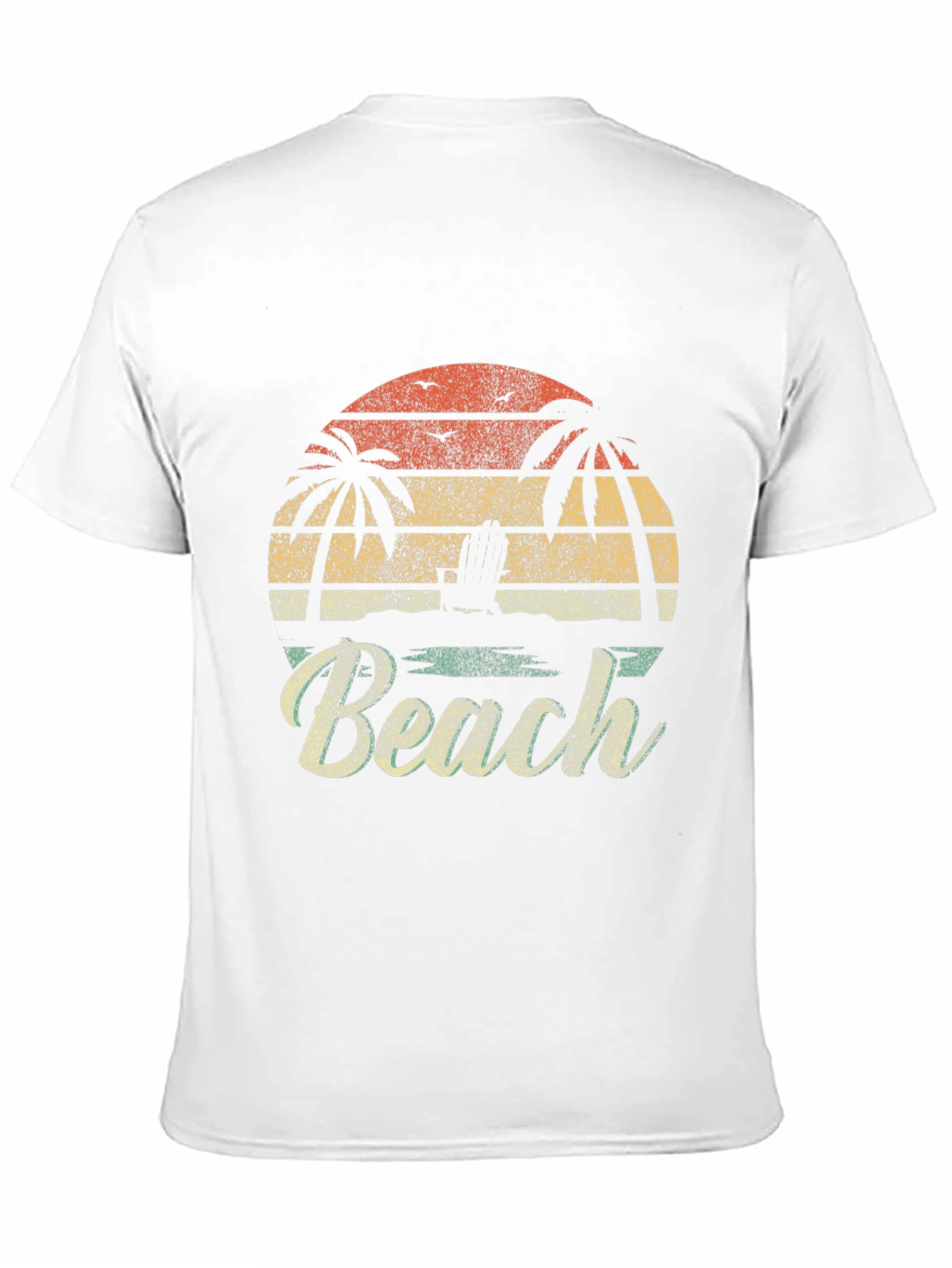 Retro Beach T-Shirt - Palm Tree Sunset Design