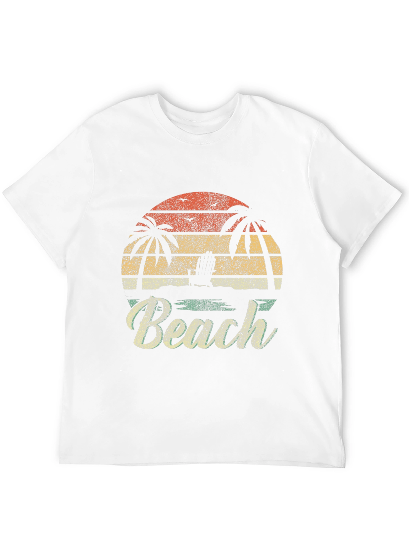 Retro Beach T-Shirt - Palm Tree Sunset Design