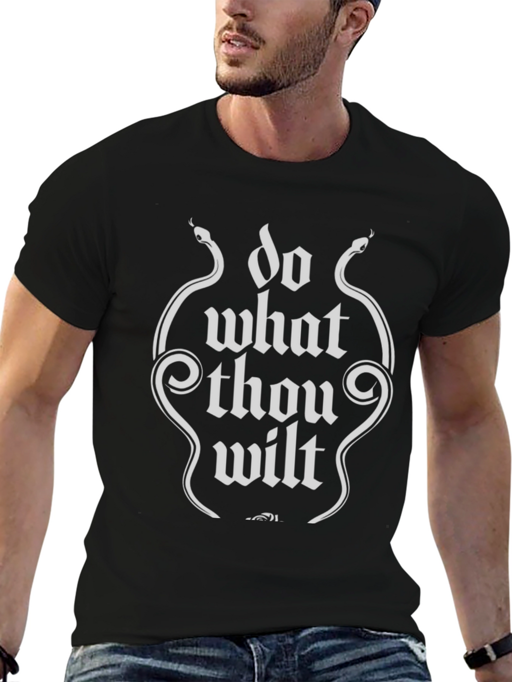 Do What Thou Wilt Black T-Shirt with Snake Graphic