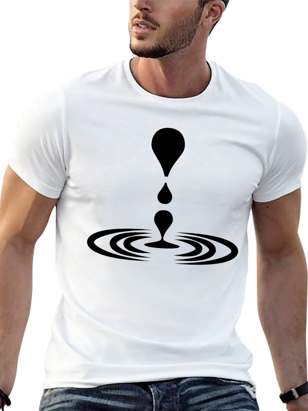 Black T-Shirt with Abstract Water Drop Graphic