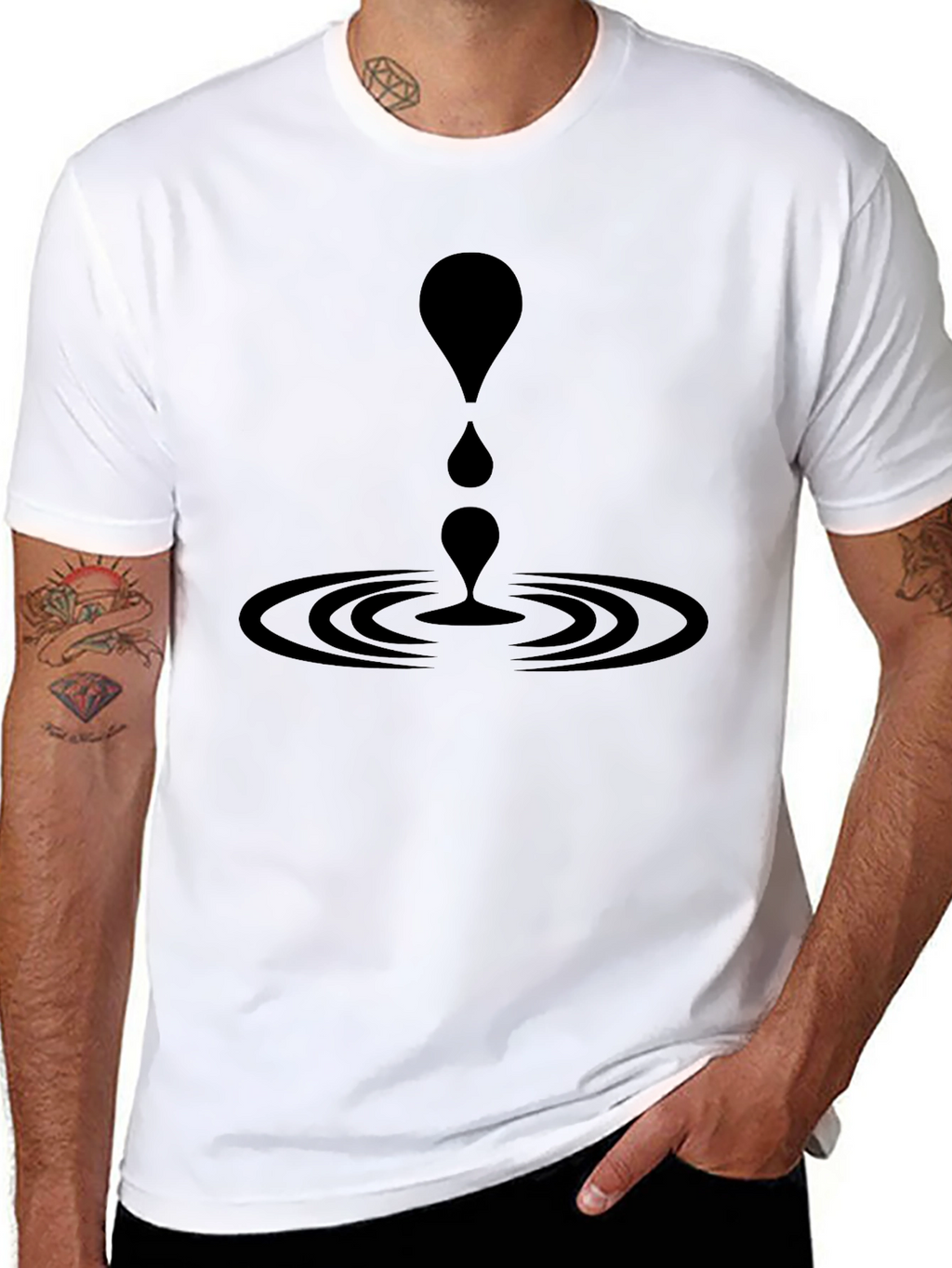 Black T-Shirt with Abstract Water Drop Graphic