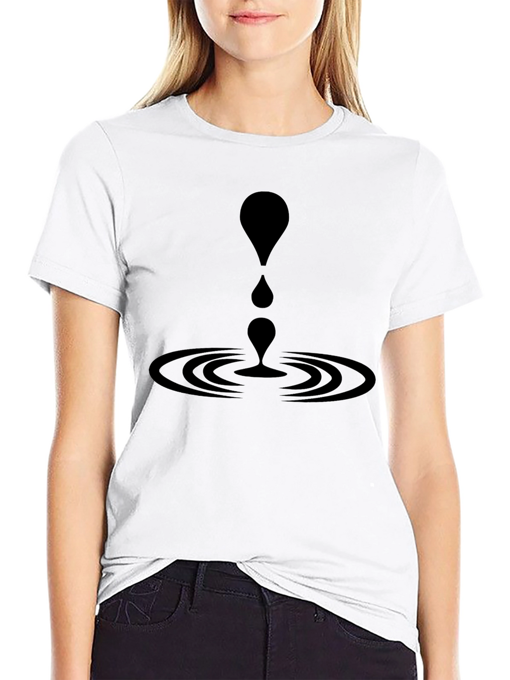 Black T-Shirt with Abstract Water Drop Graphic