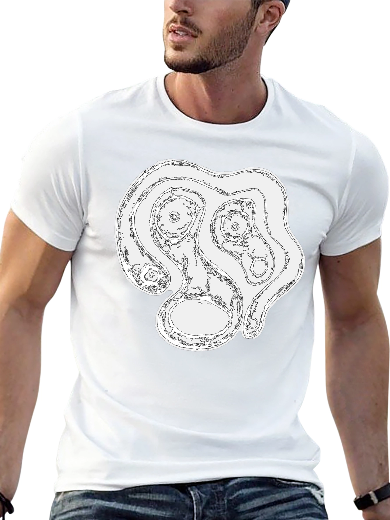 Abstract Face Graphic Tee - Black