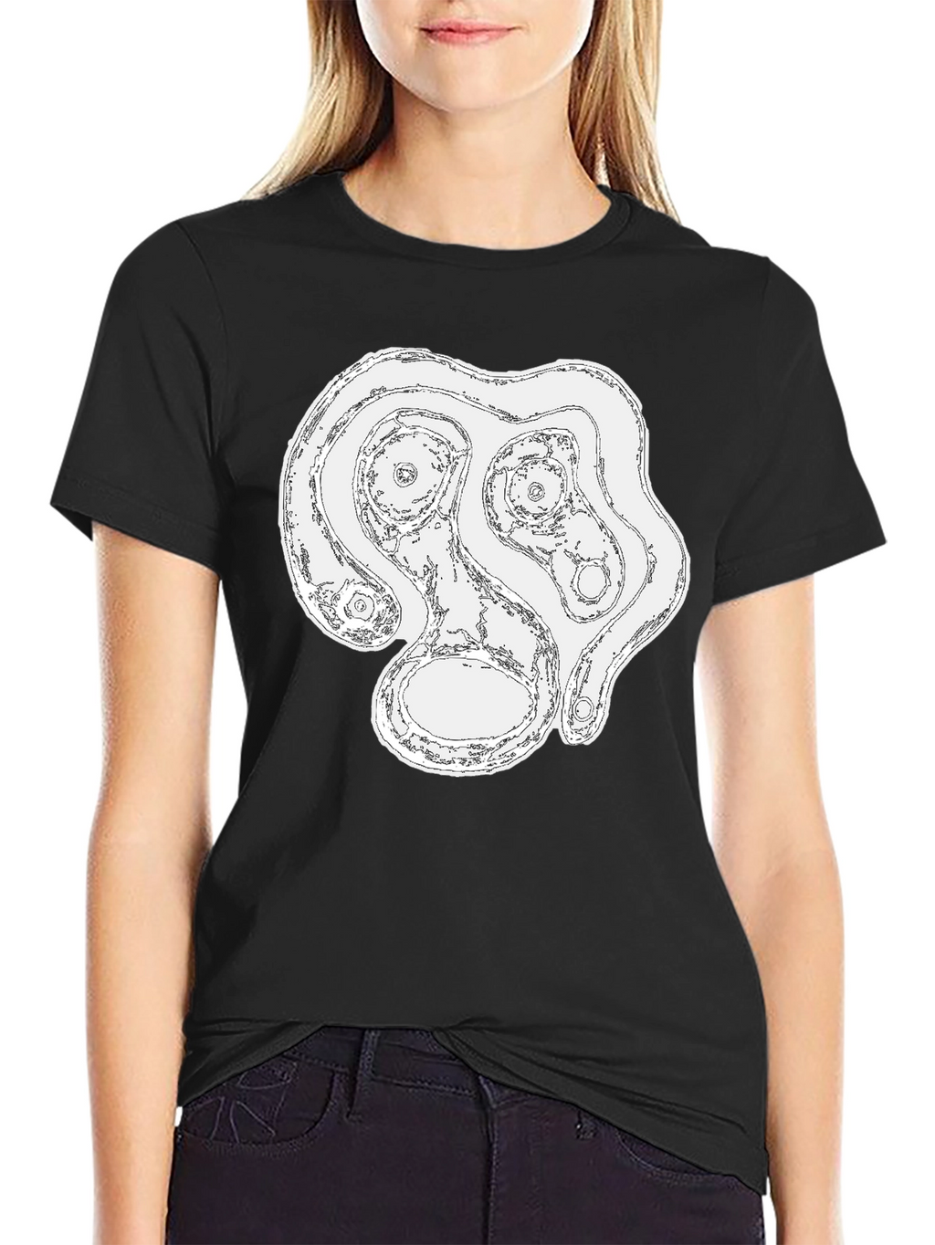 Abstract Face Graphic Tee - Black