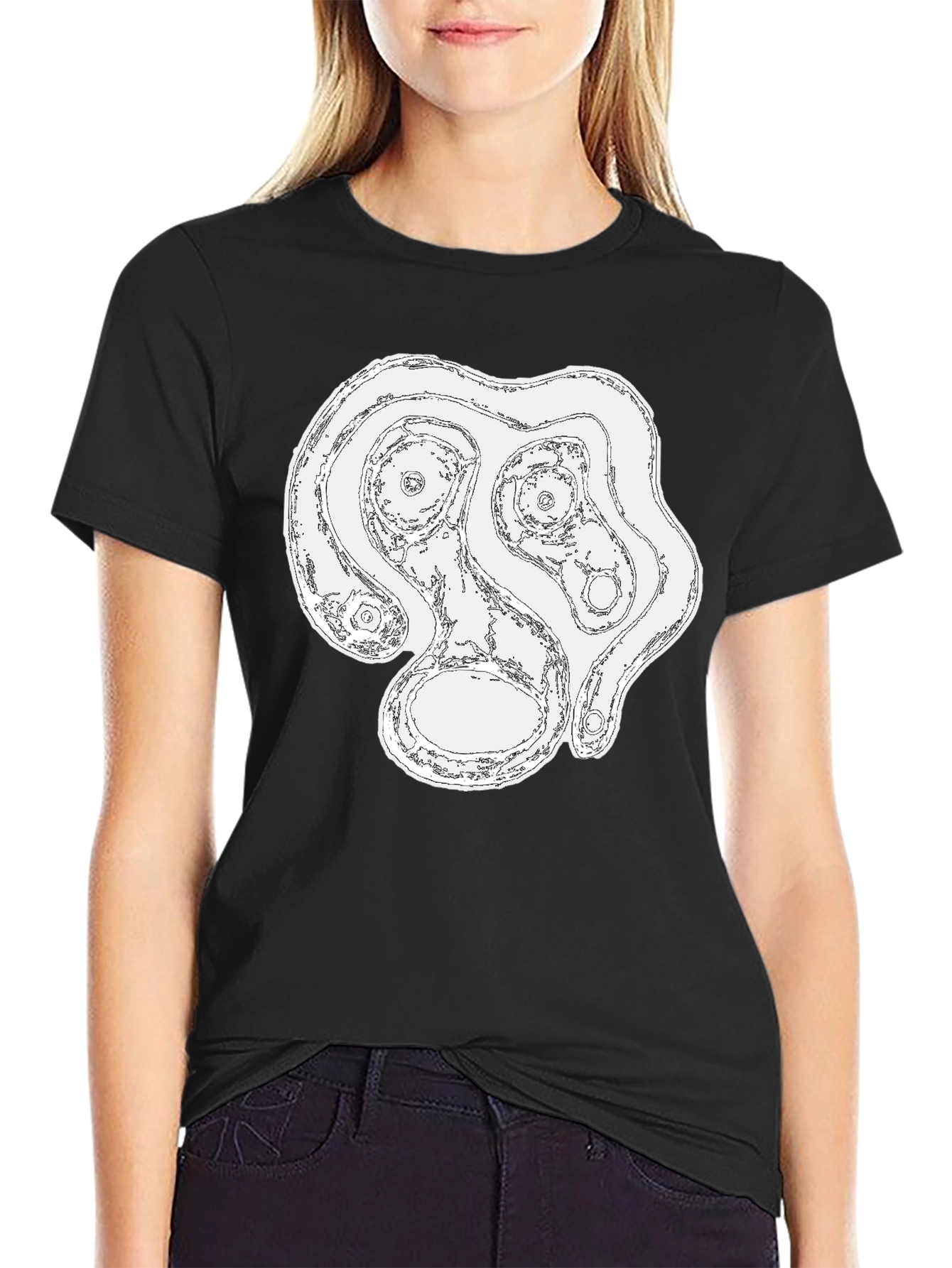 Abstract Face Graphic Tee - Black