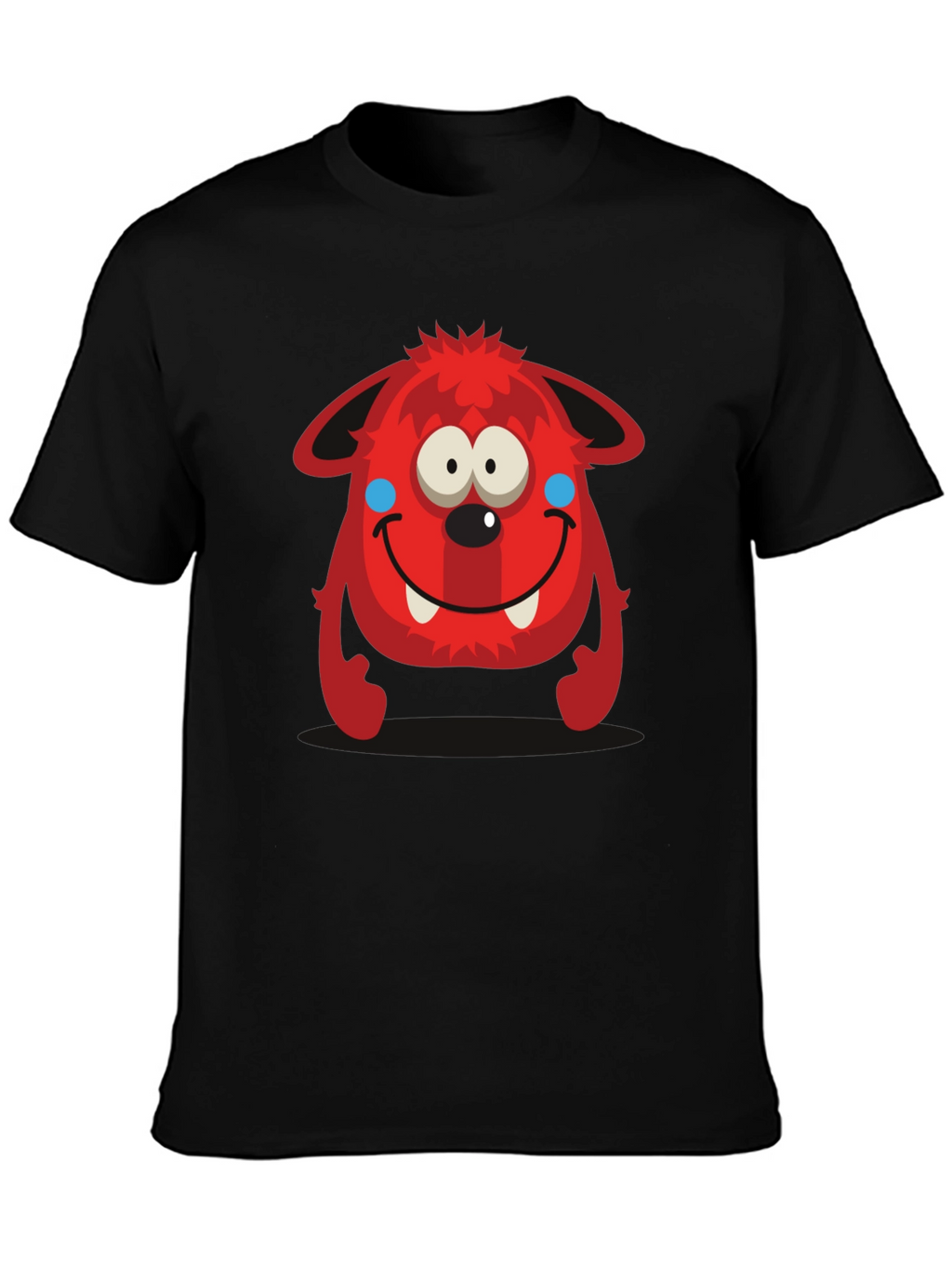 Fun Red Monster Graphic Tee - Black Cotton Shirt