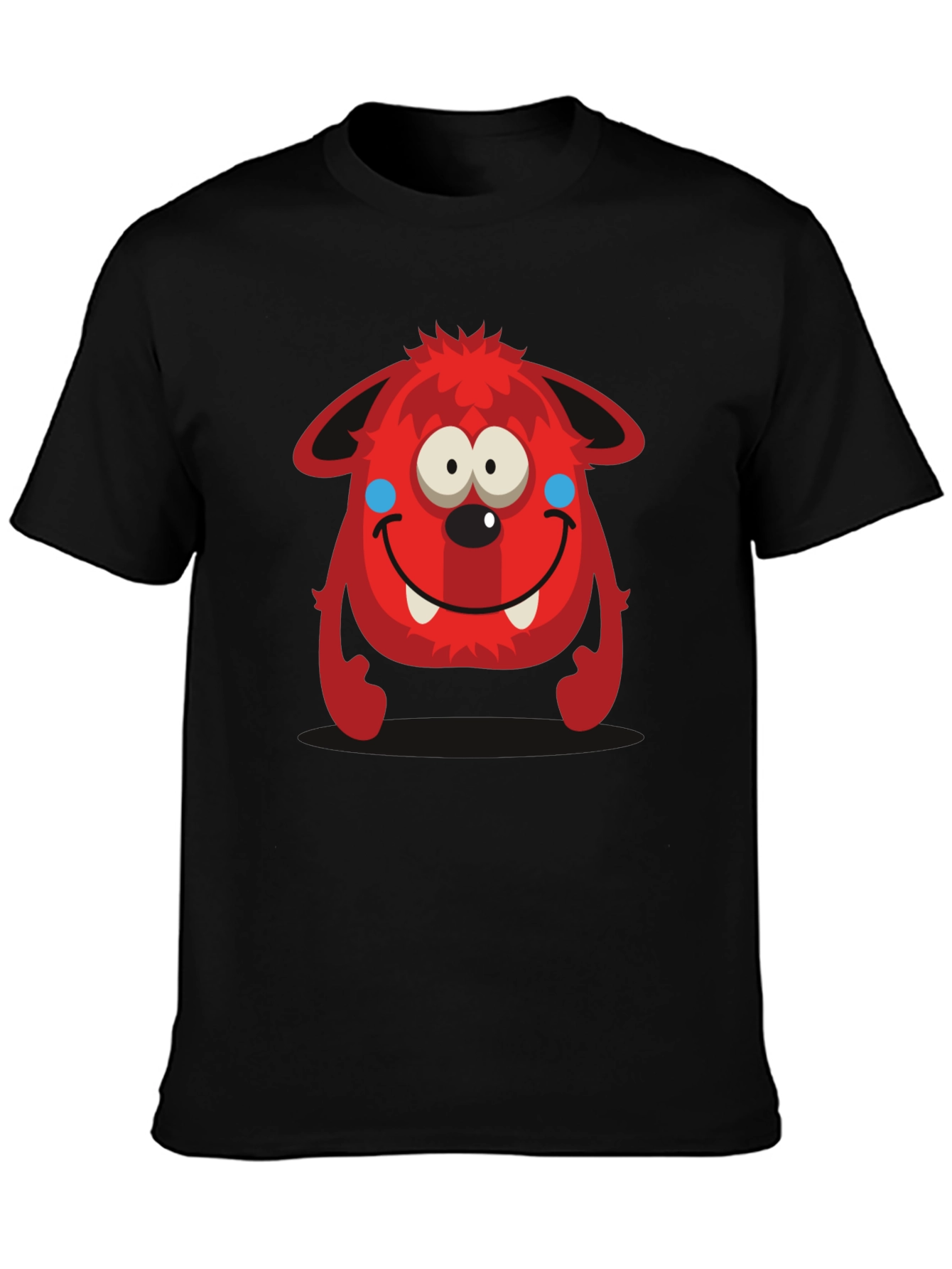 Fun Red Monster Graphic Tee - Black Cotton Shirt