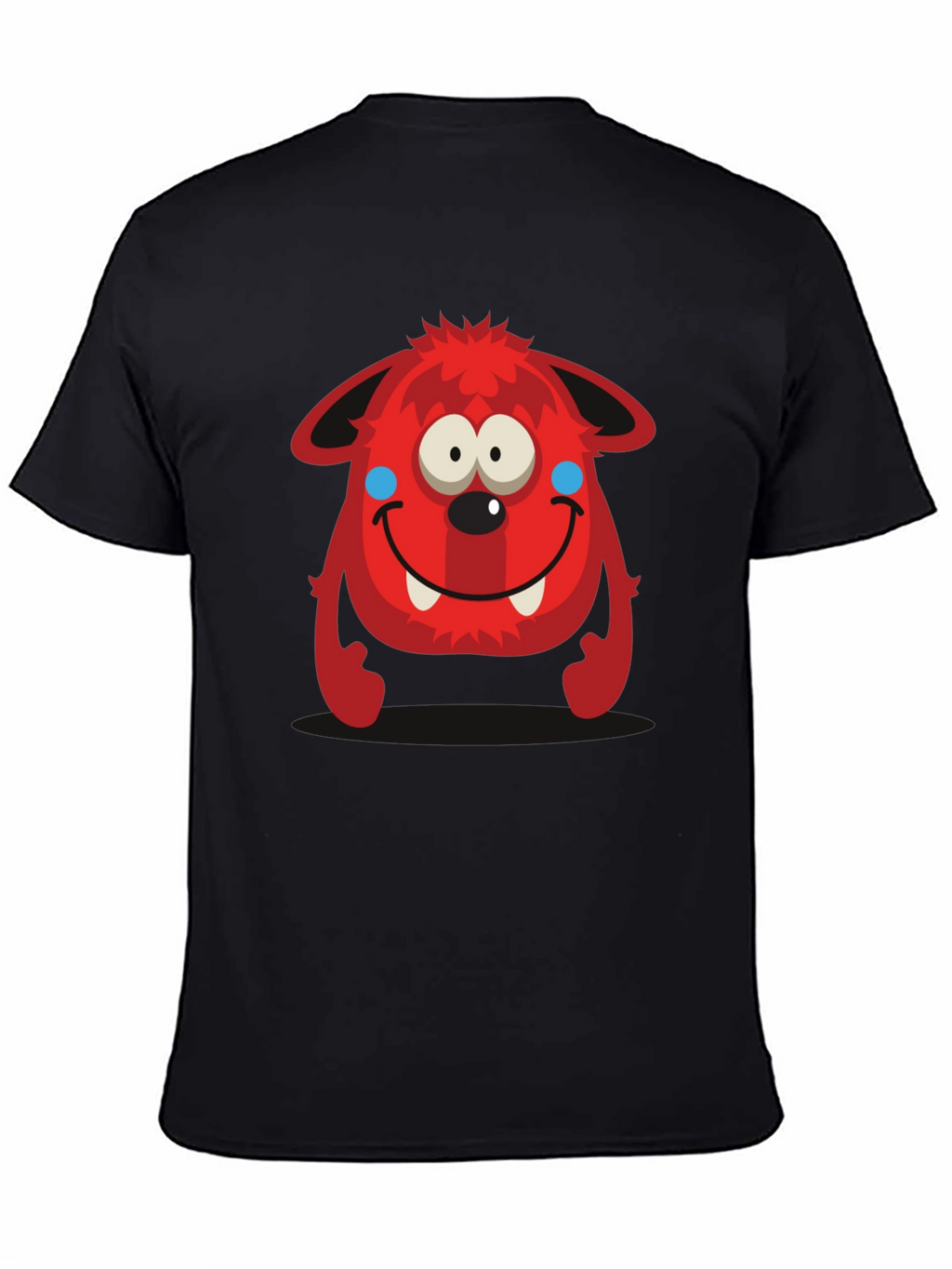 Fun Red Monster Graphic Tee - Black Cotton Shirt