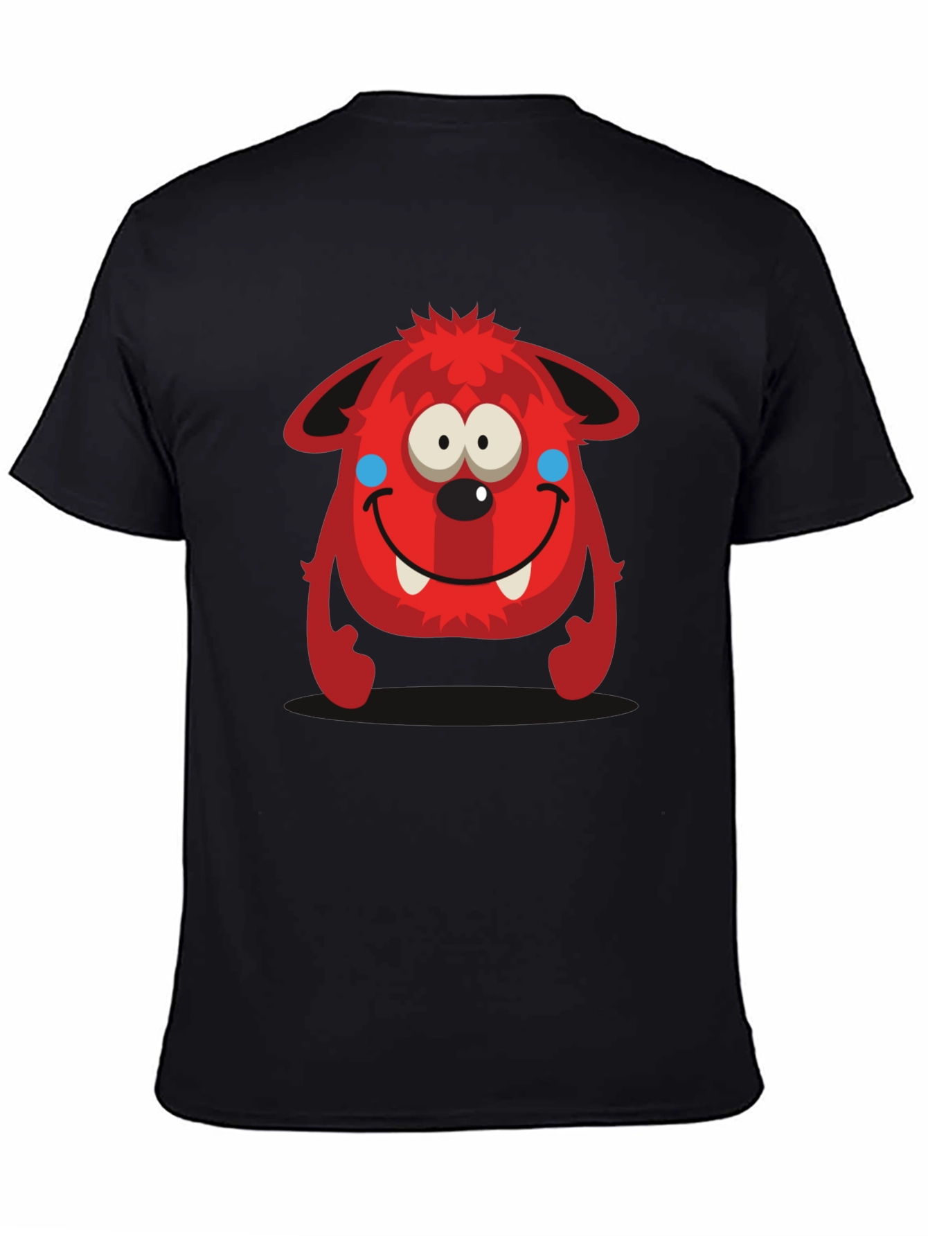 Fun Red Monster Graphic Tee - Black Cotton Shirt
