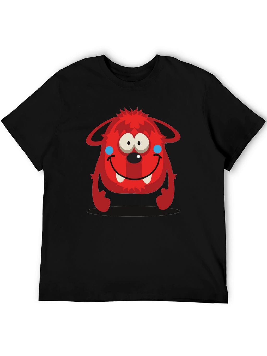 Fun Red Monster Graphic Tee - Black Cotton Shirt
