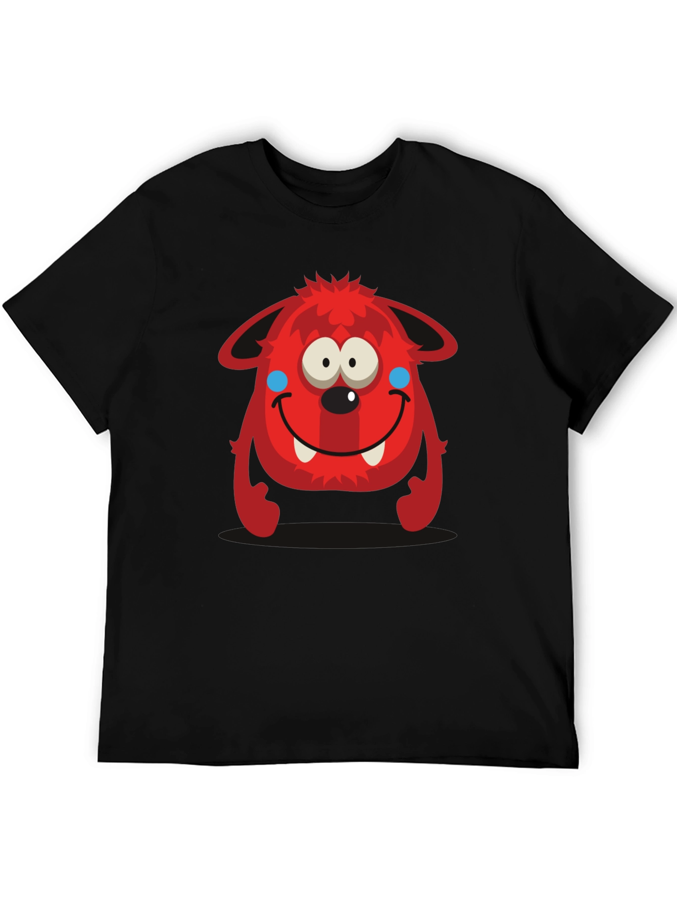 Fun Red Monster Graphic Tee - Black Cotton Shirt