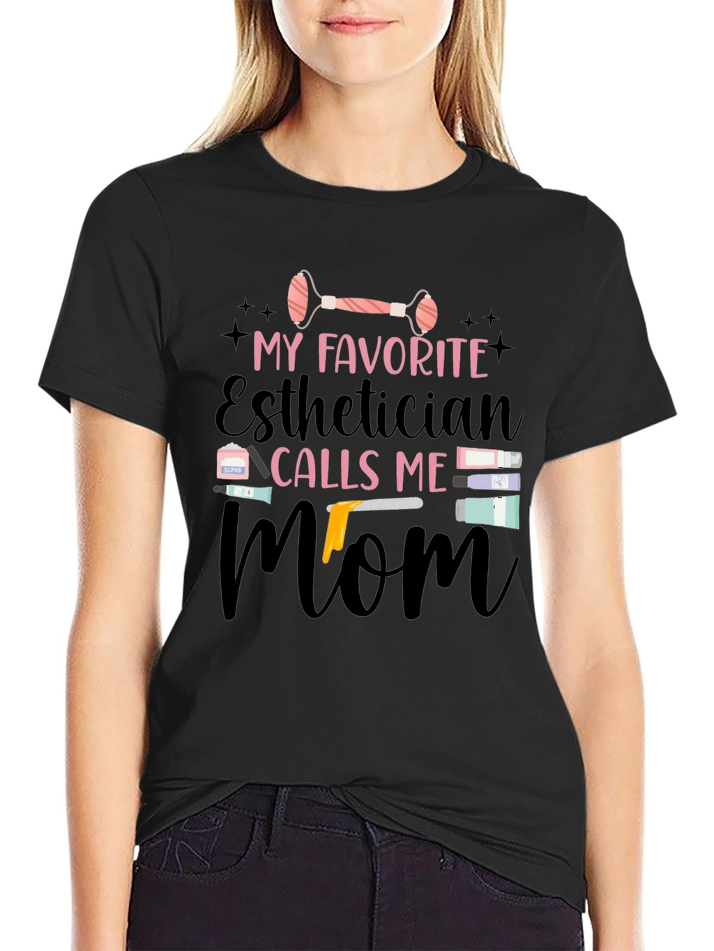 Esthetician Mom Black T-Shirt