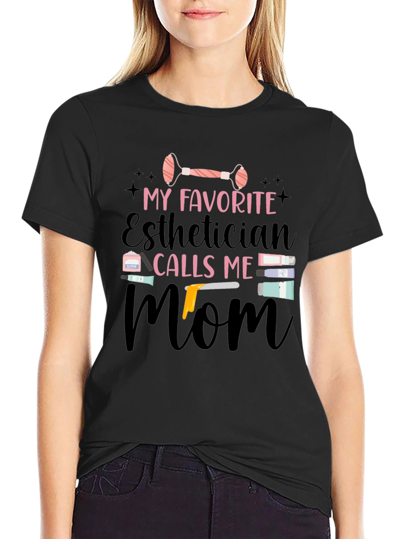 Esthetician Mom Black T-Shirt