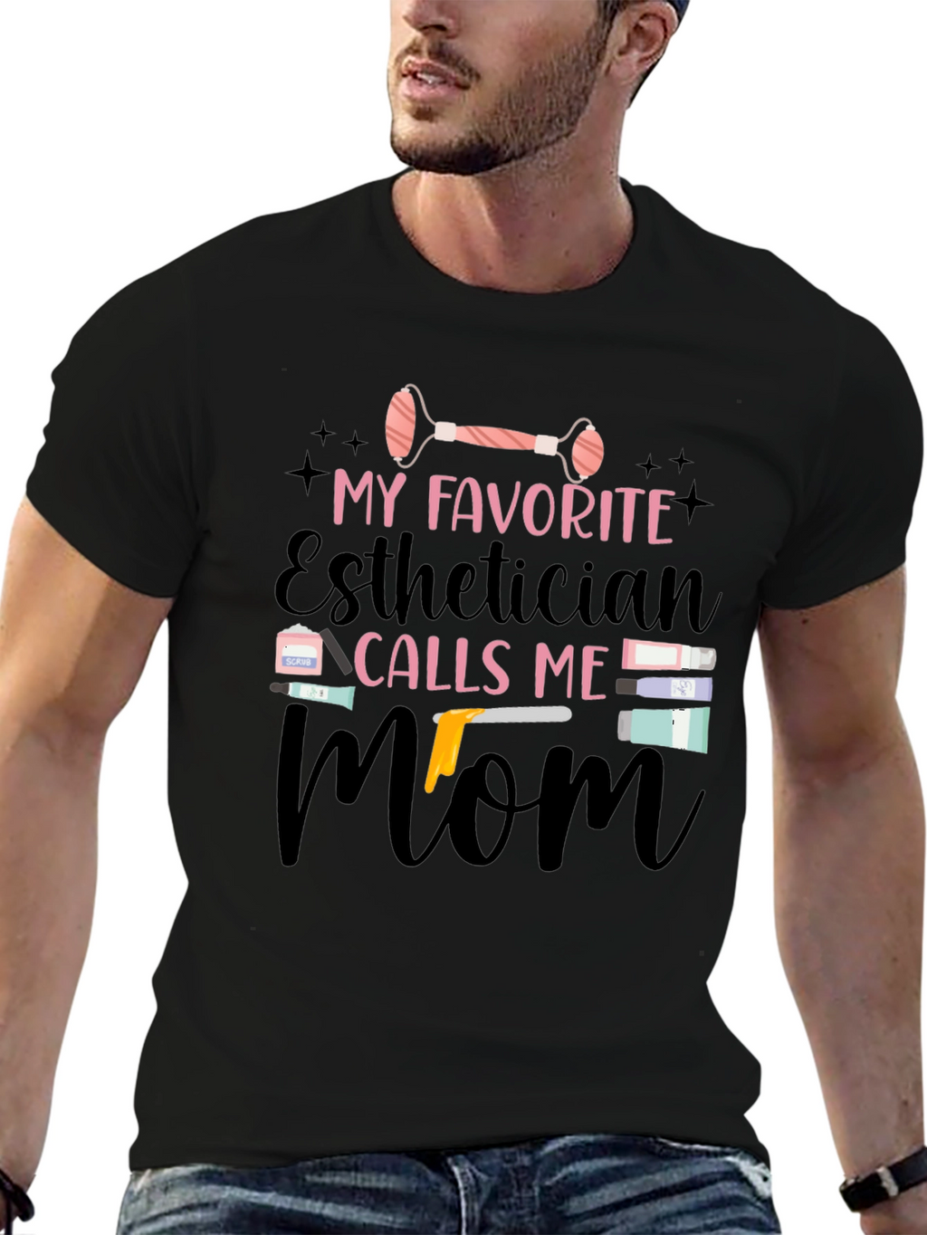 Esthetician Mom Black T-Shirt