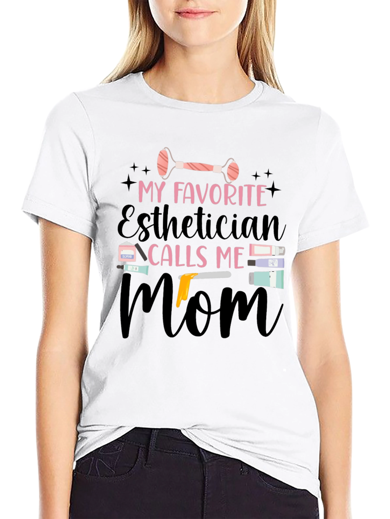 Esthetician Mom Black T-Shirt
