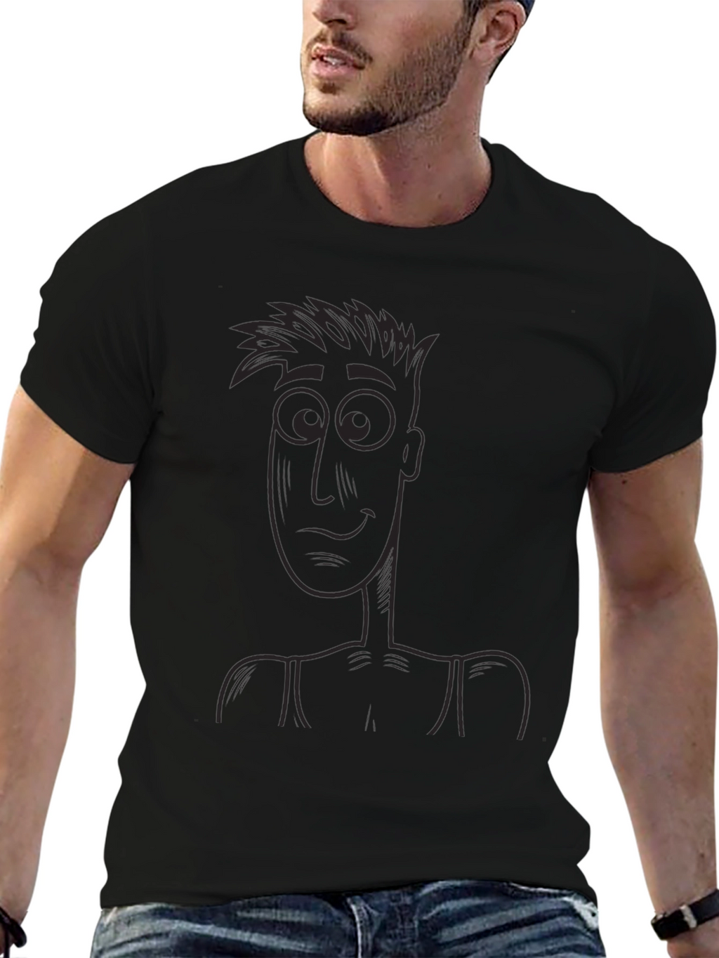 Cartoon Character Graphic Black T-Shirt