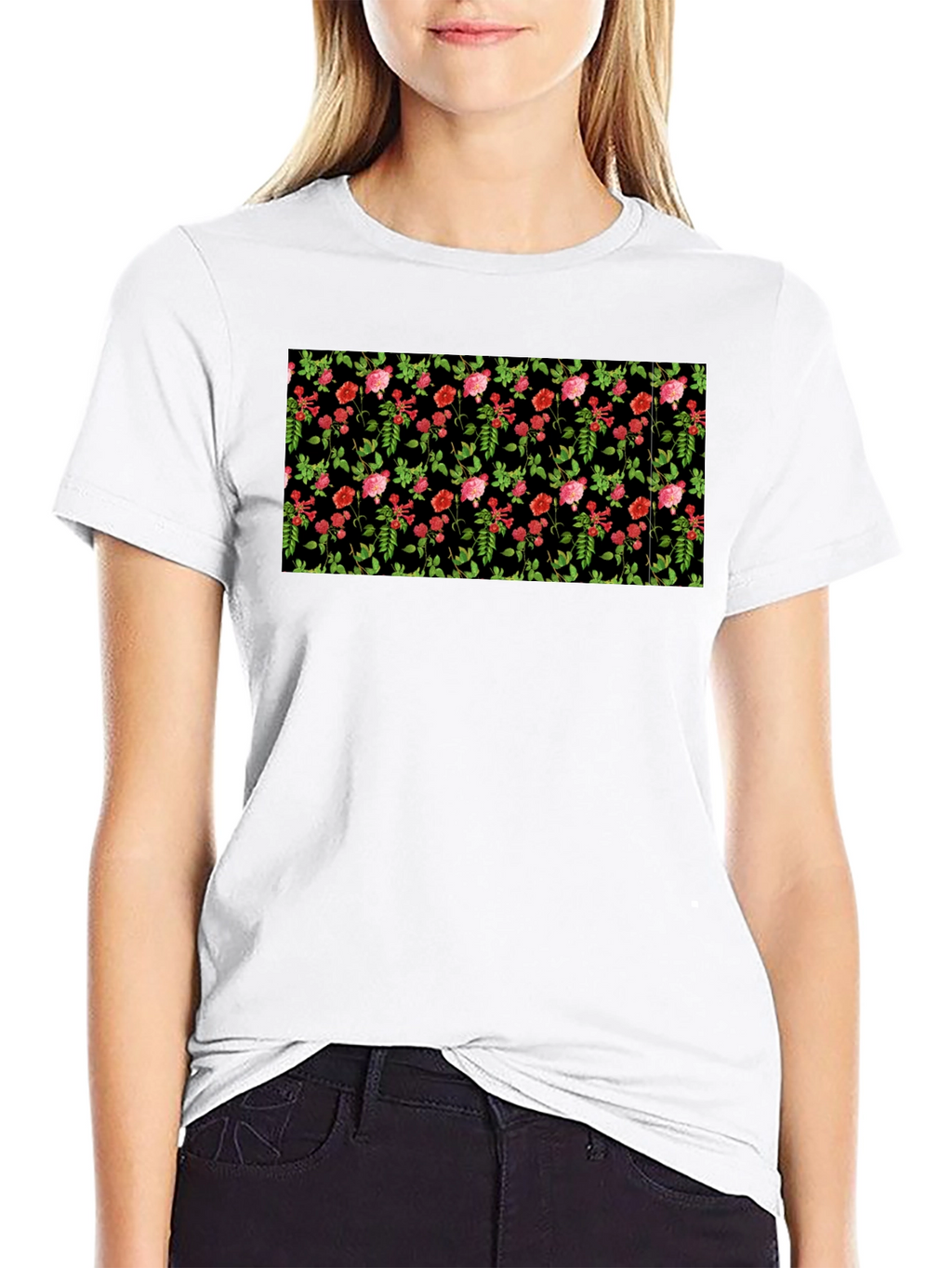 Floral Black T-Shirt