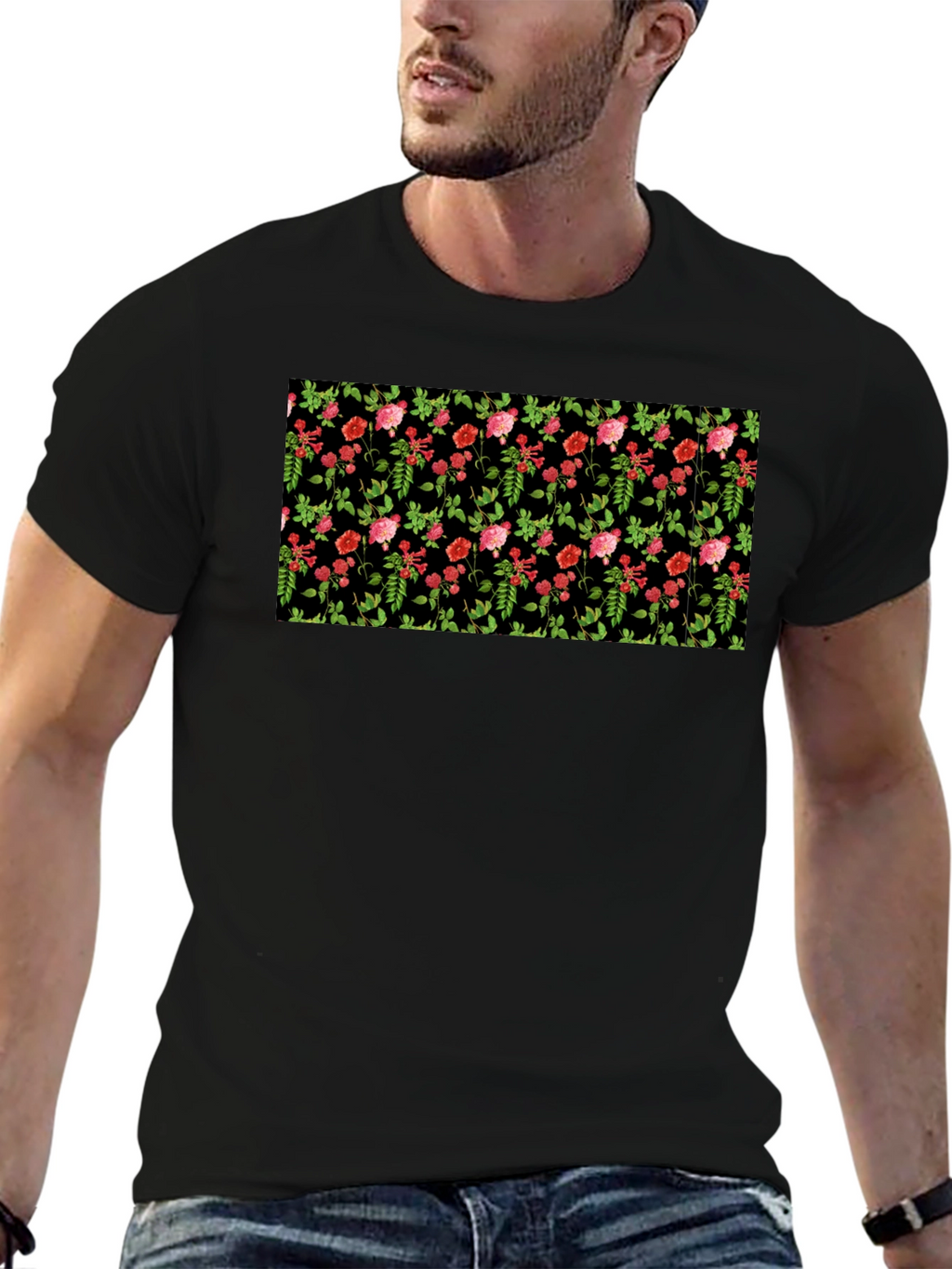 Floral Black T-Shirt