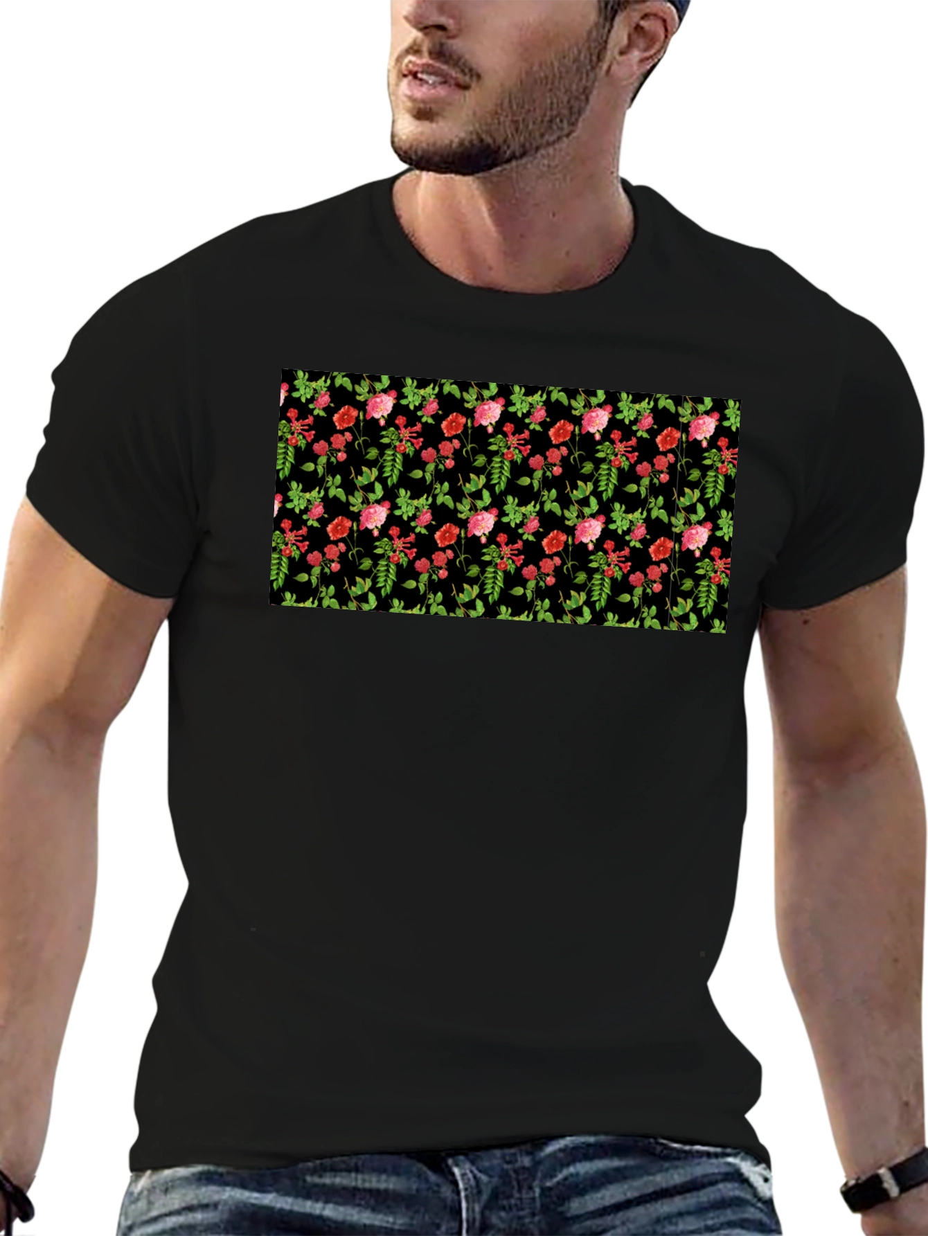 Floral Black T-Shirt