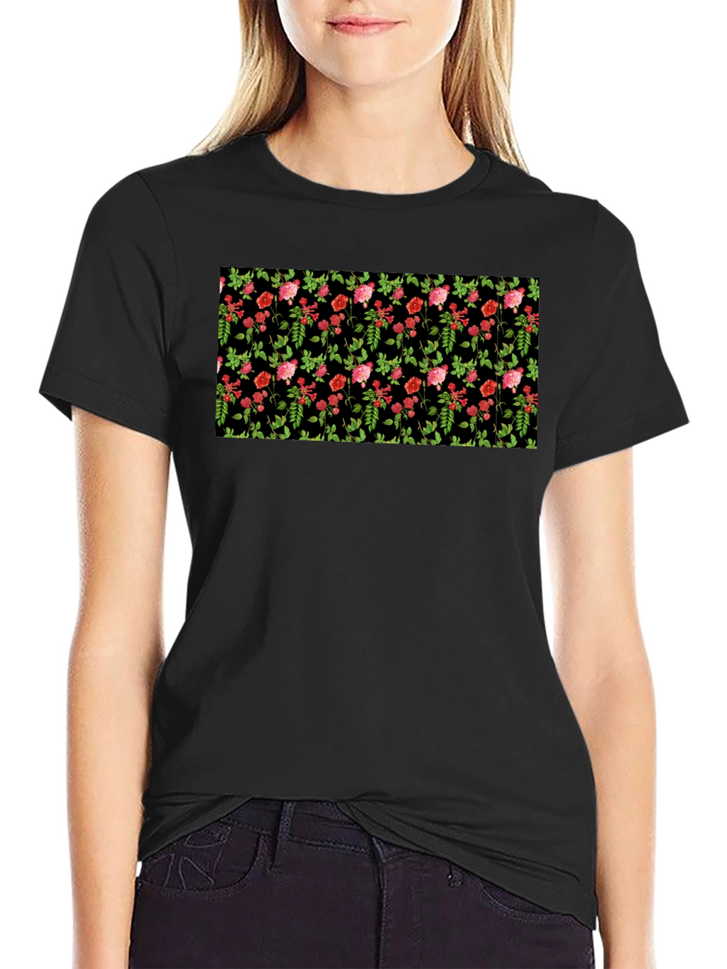 Floral Black T-Shirt