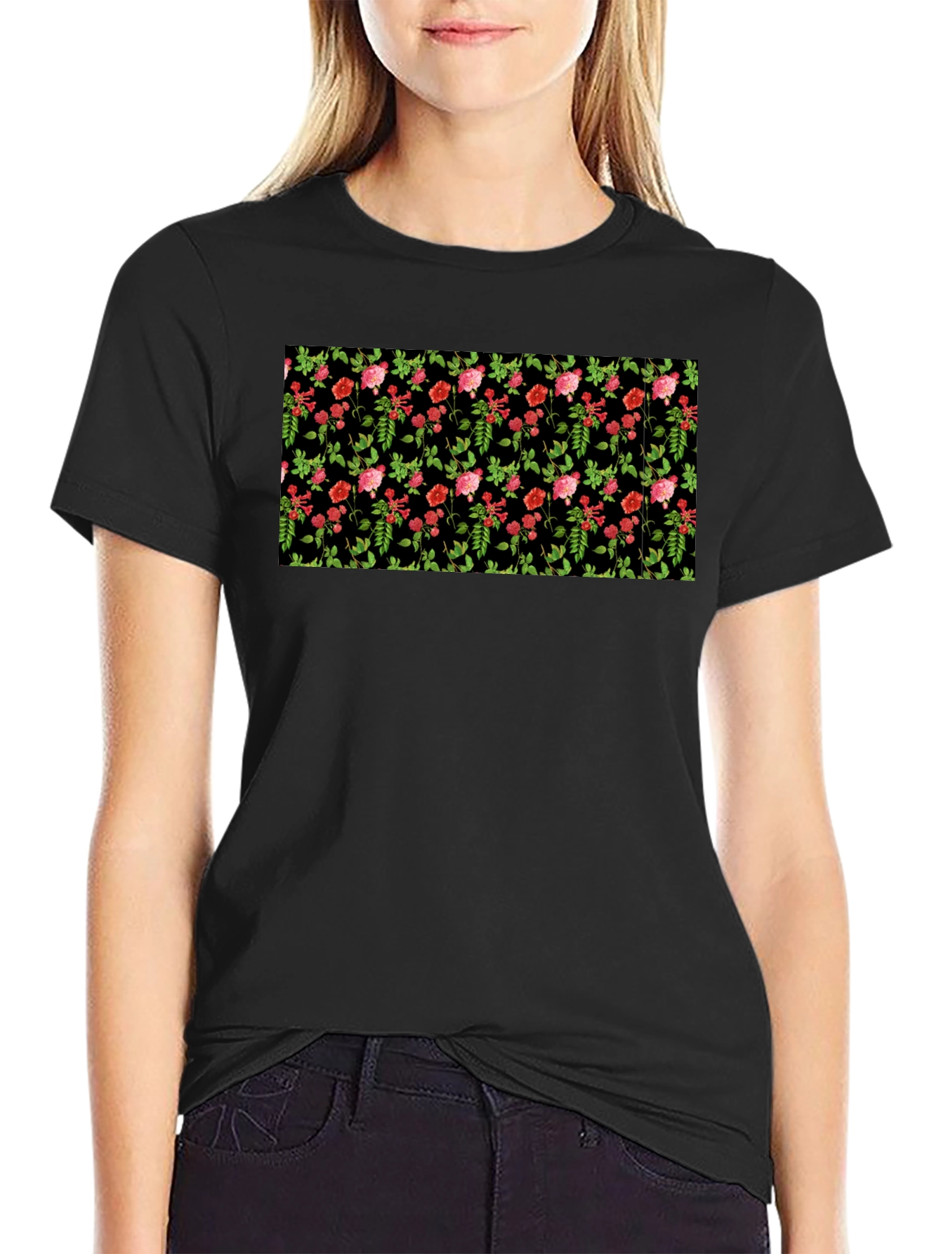 Floral Black T-Shirt