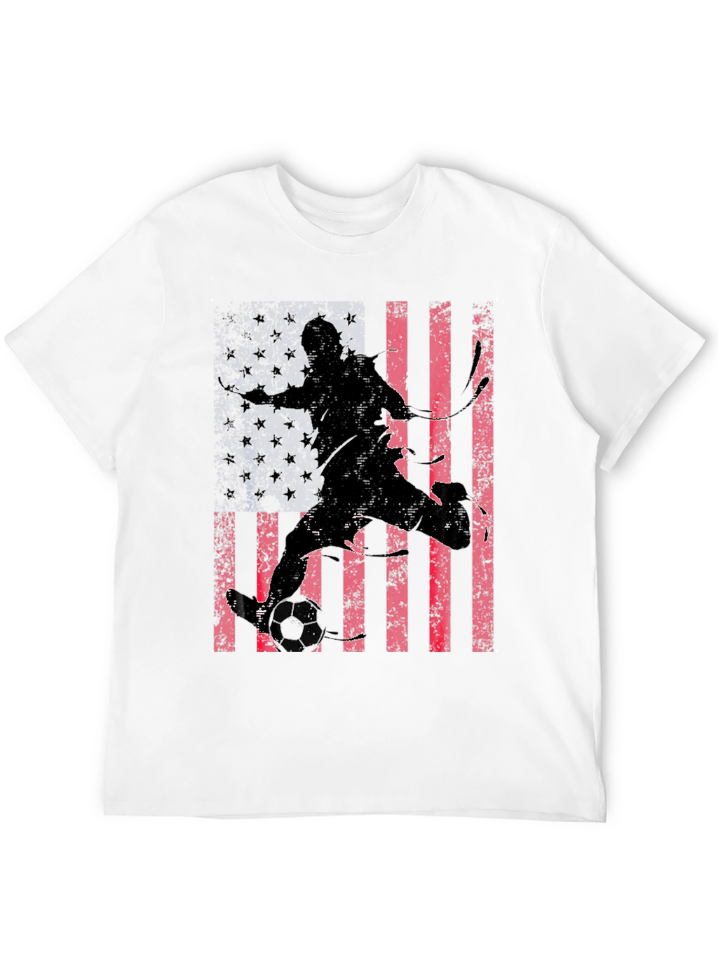 Soccer Player American Flag Graphic T-Shirt