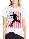 Soccer Player American Flag Graphic T-Shirt