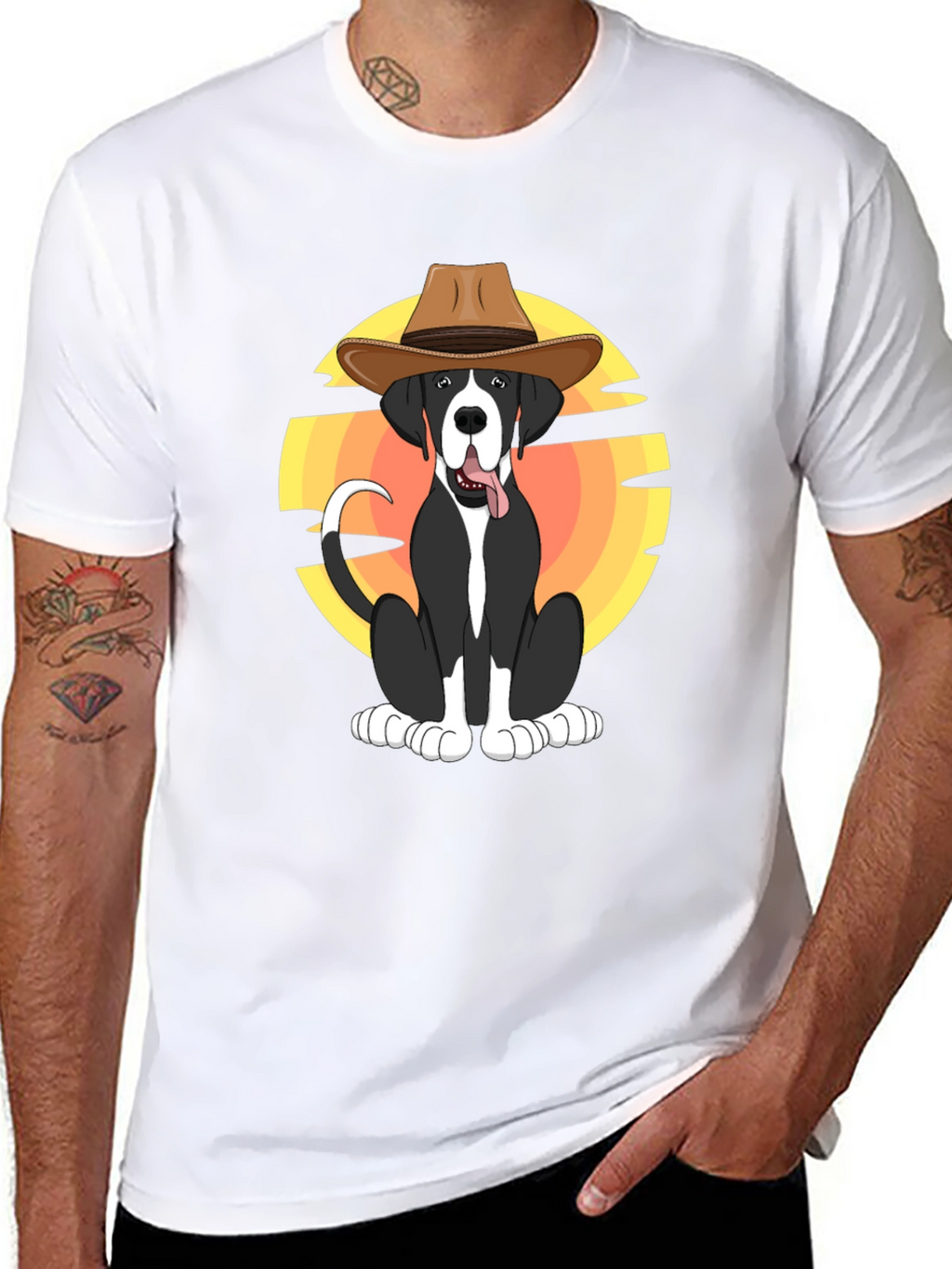 Cowboy Dog Graphic Tee - Stylish Black T-Shirt