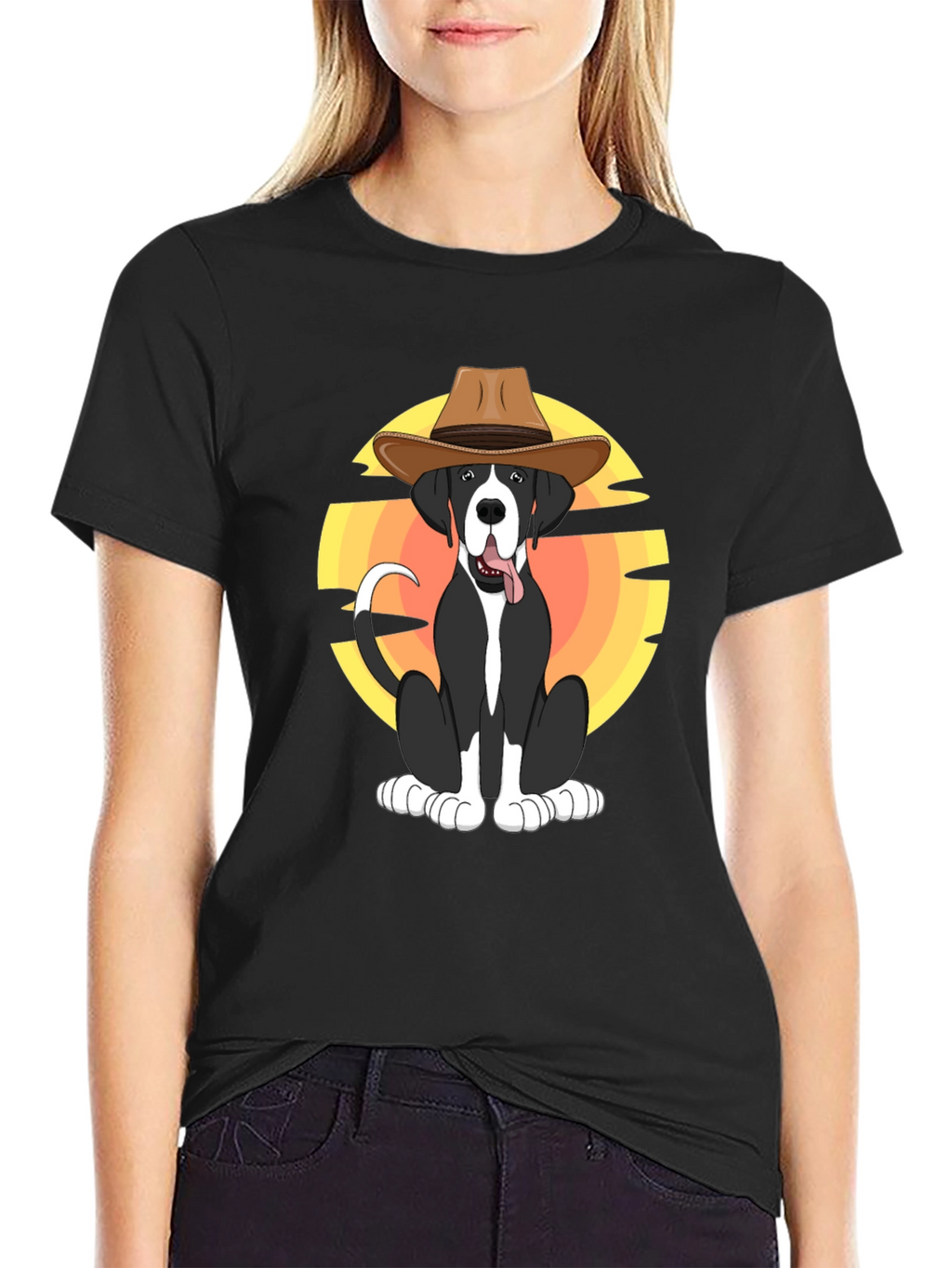 Cowboy Dog Graphic Tee - Stylish Black T-Shirt